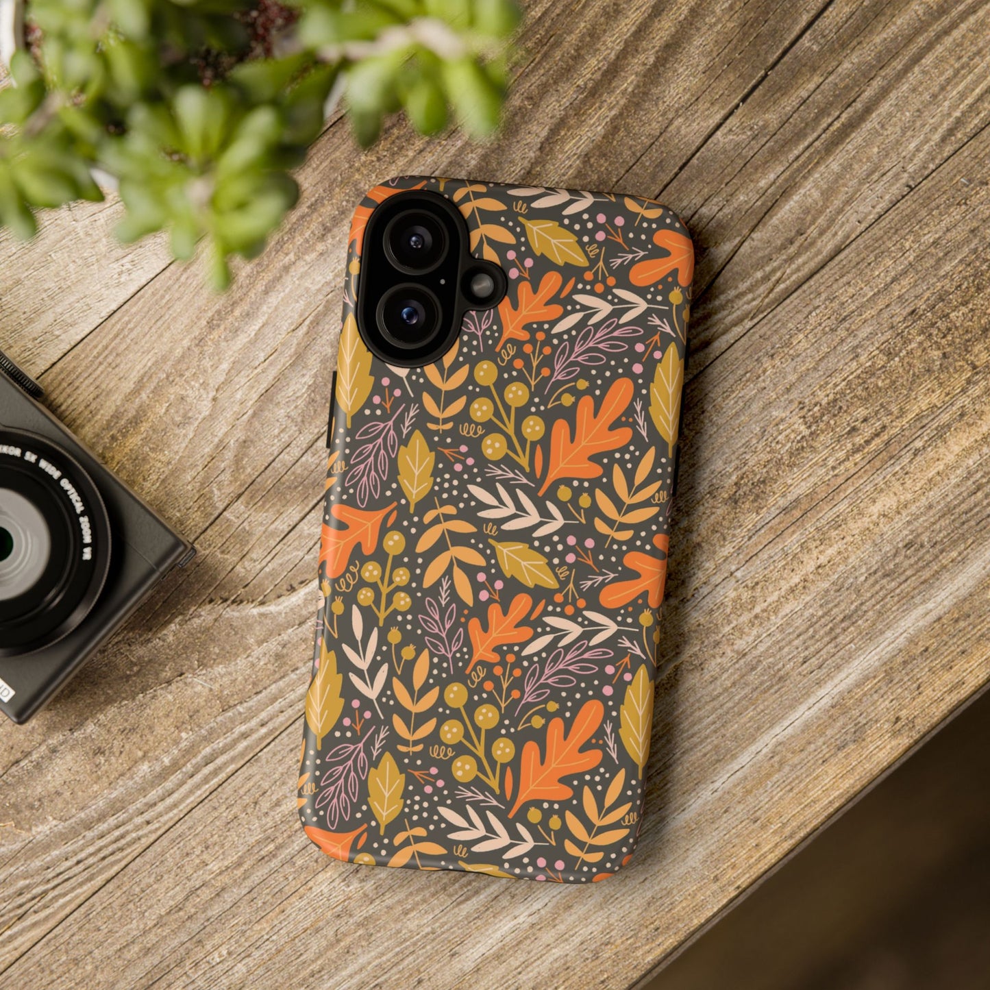 Dark Fall Foliage Leaves - iPhone Case