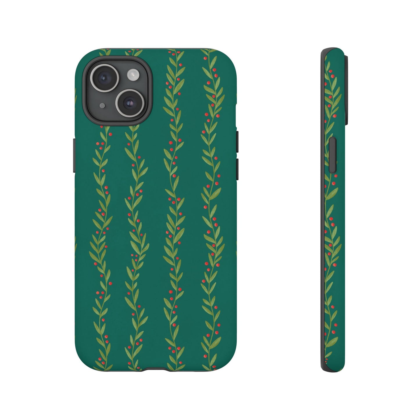 Green Christmas Holly Garland - iPhone Case