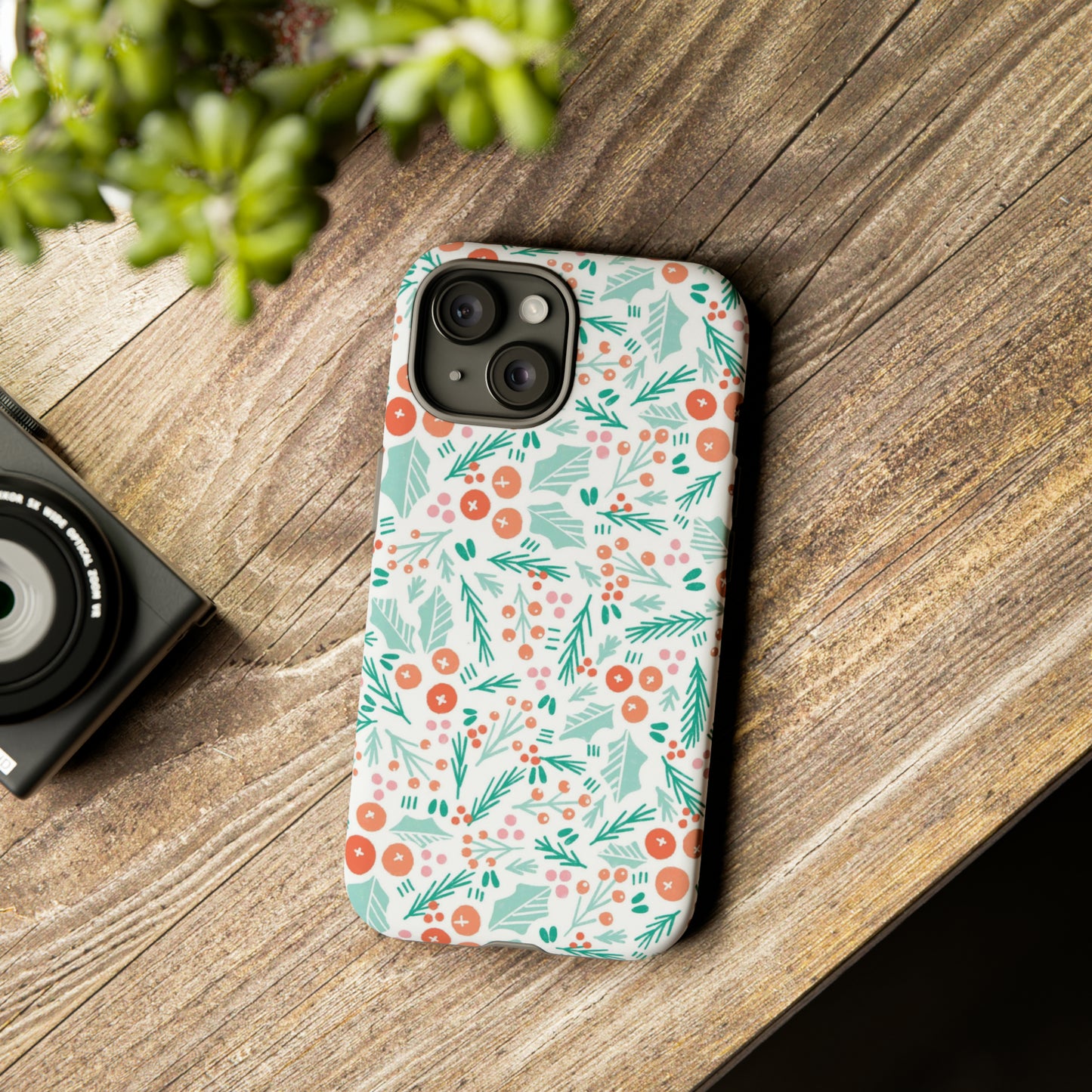 Christmas Boho Holly Pattern - iPhone Case