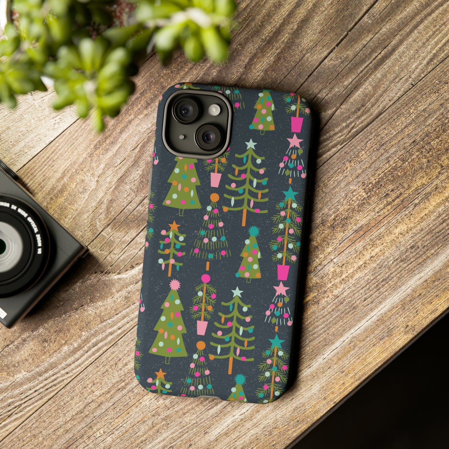 Blue Christmas Tree Pattern - iPhone Case