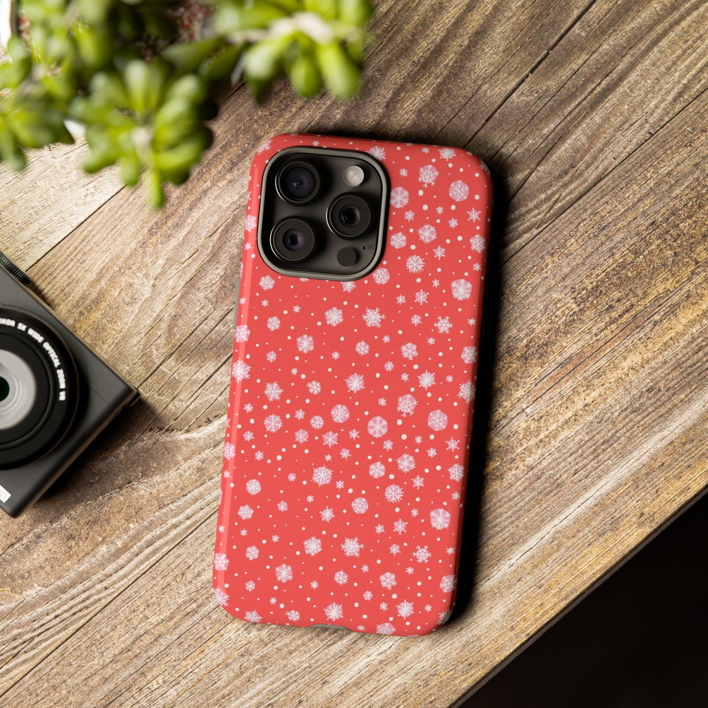 Winter Christmas Snowflakes Red - iPhone Case