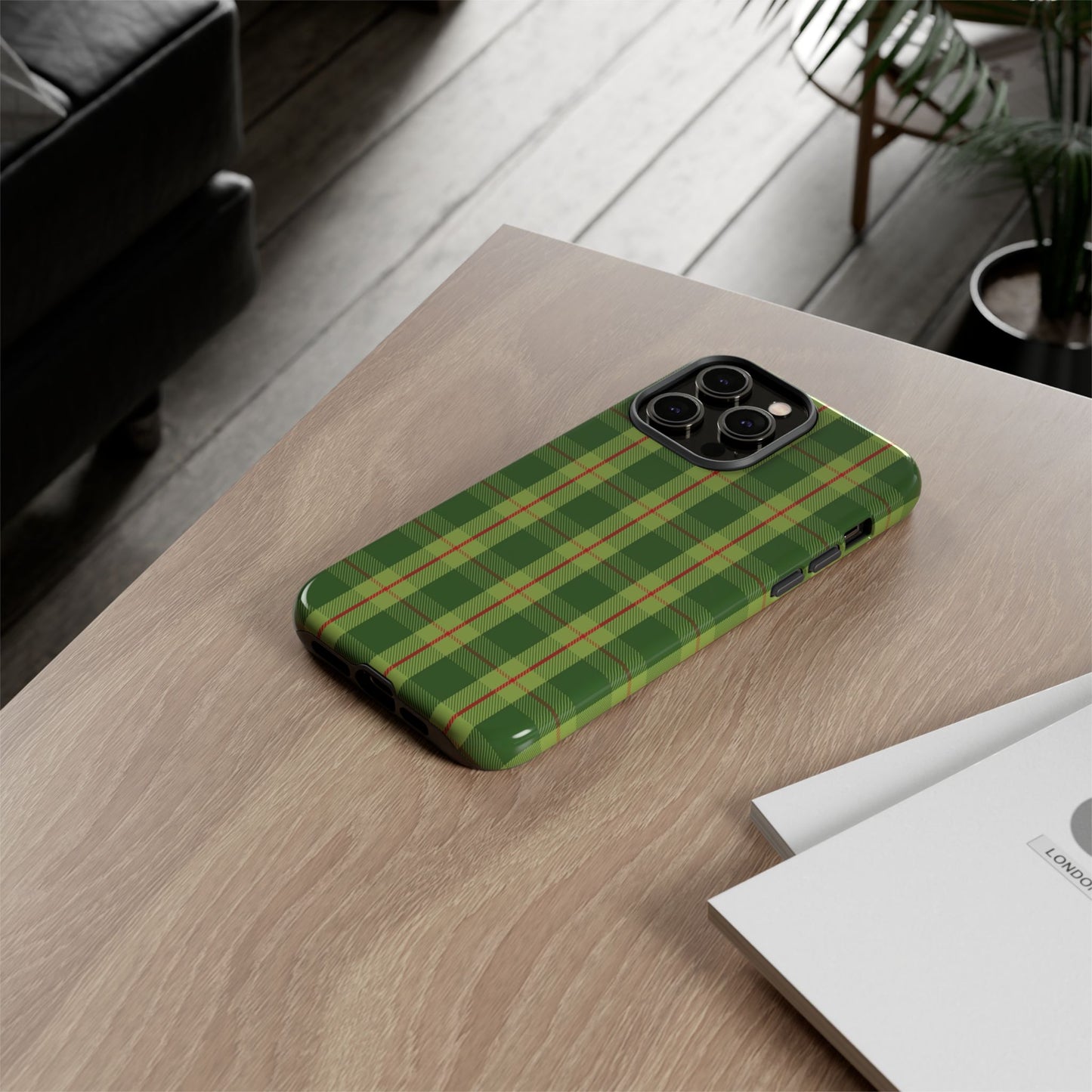Green and Red Christmas Plaid Pattern - iPhone Case