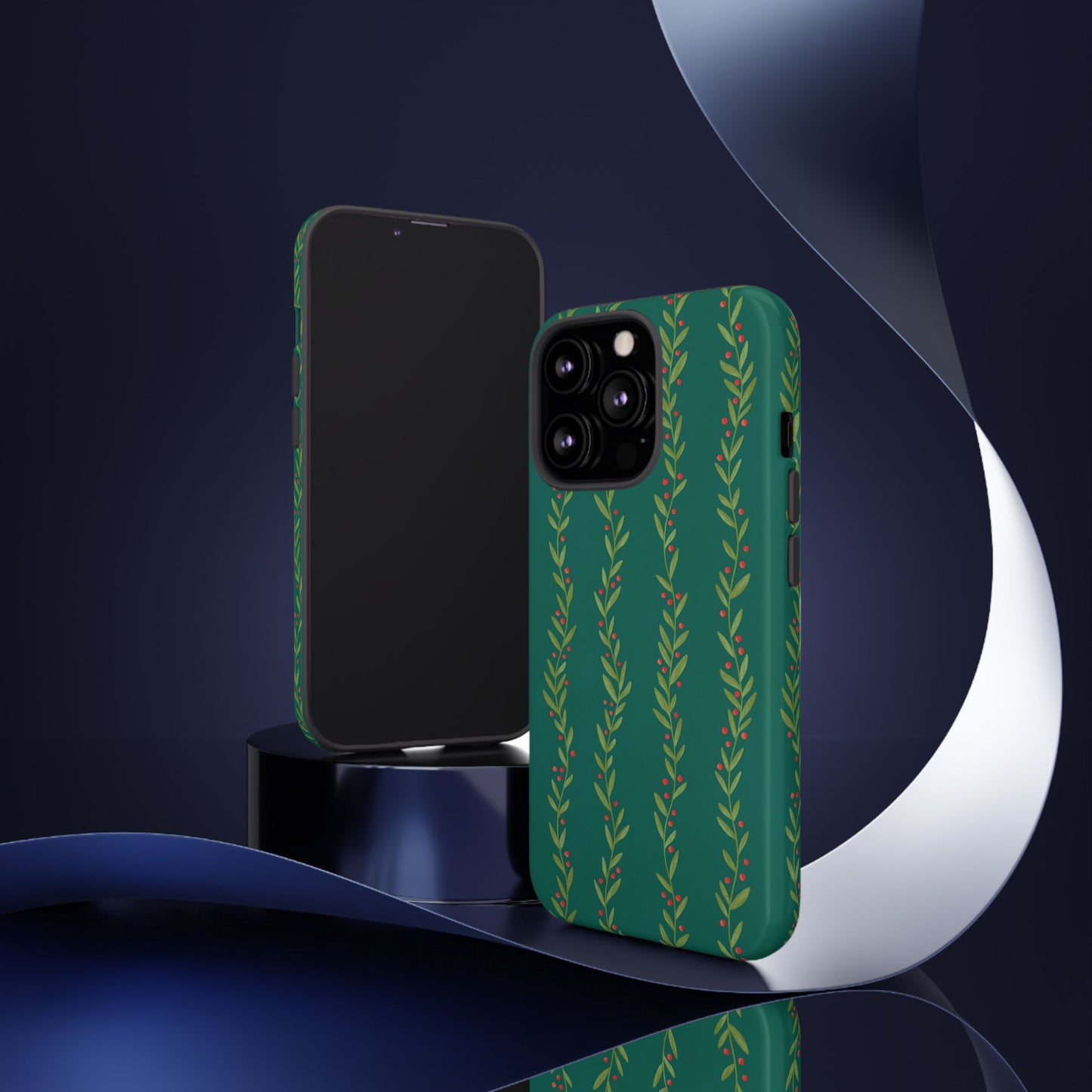 Green Christmas Holly Garland - iPhone Case
