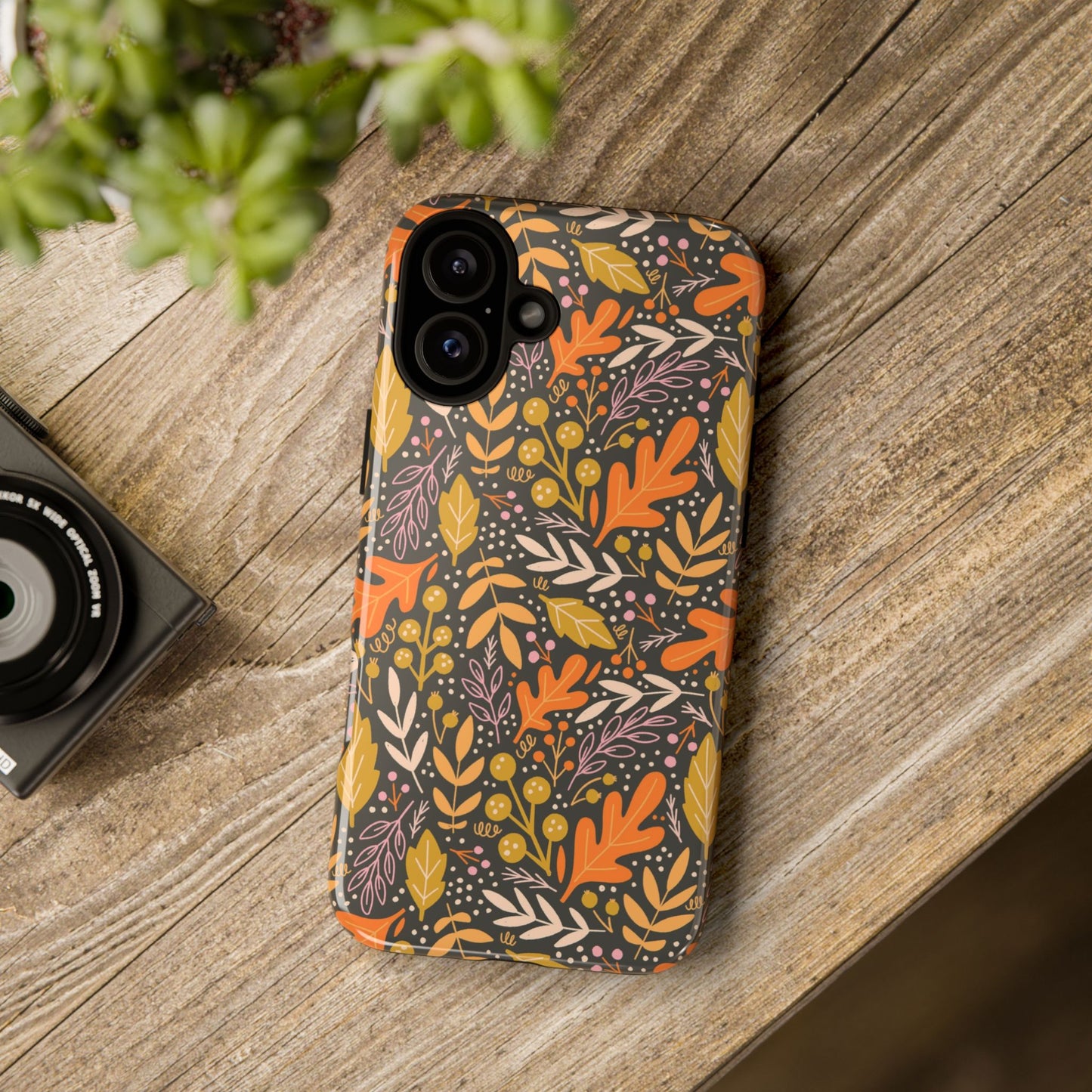 Dark Fall Foliage Leaves - iPhone Case
