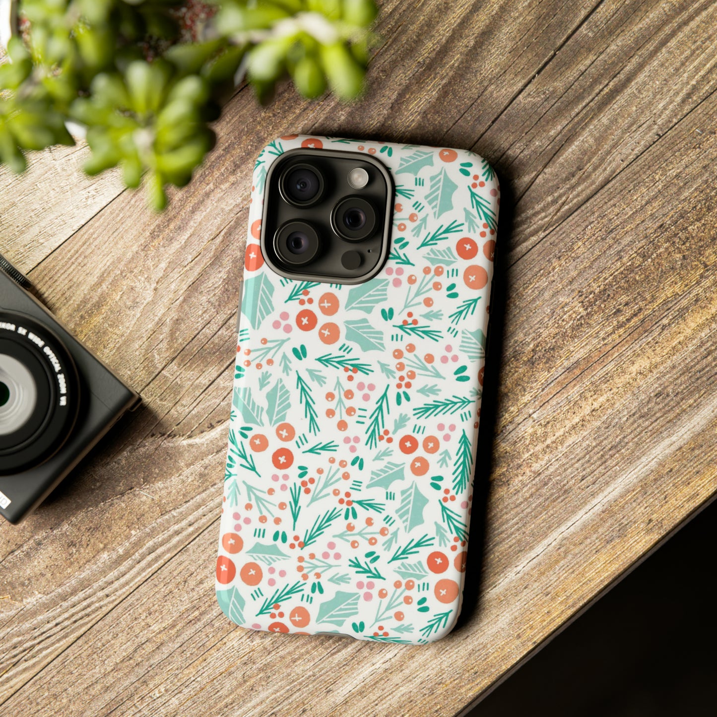 Christmas Boho Holly Pattern - iPhone Case