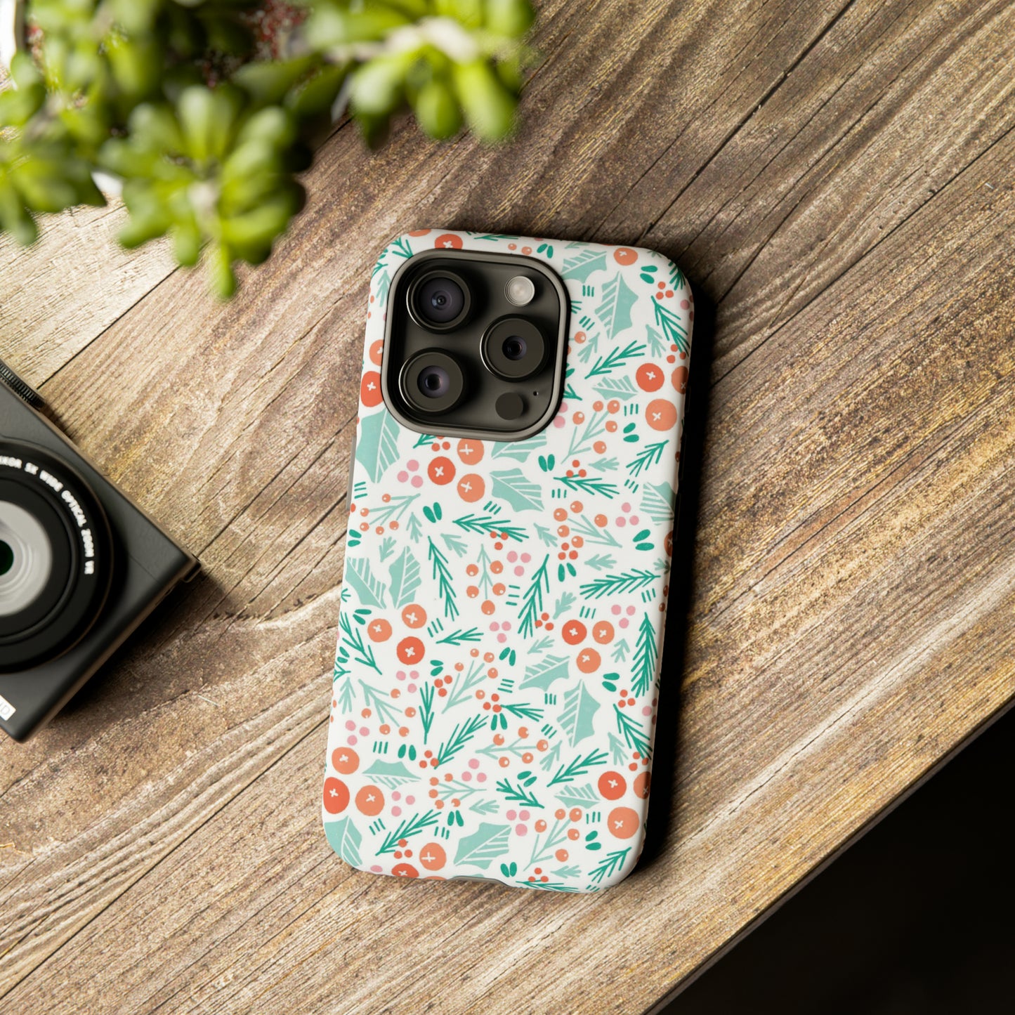Christmas Boho Holly Pattern - iPhone Case