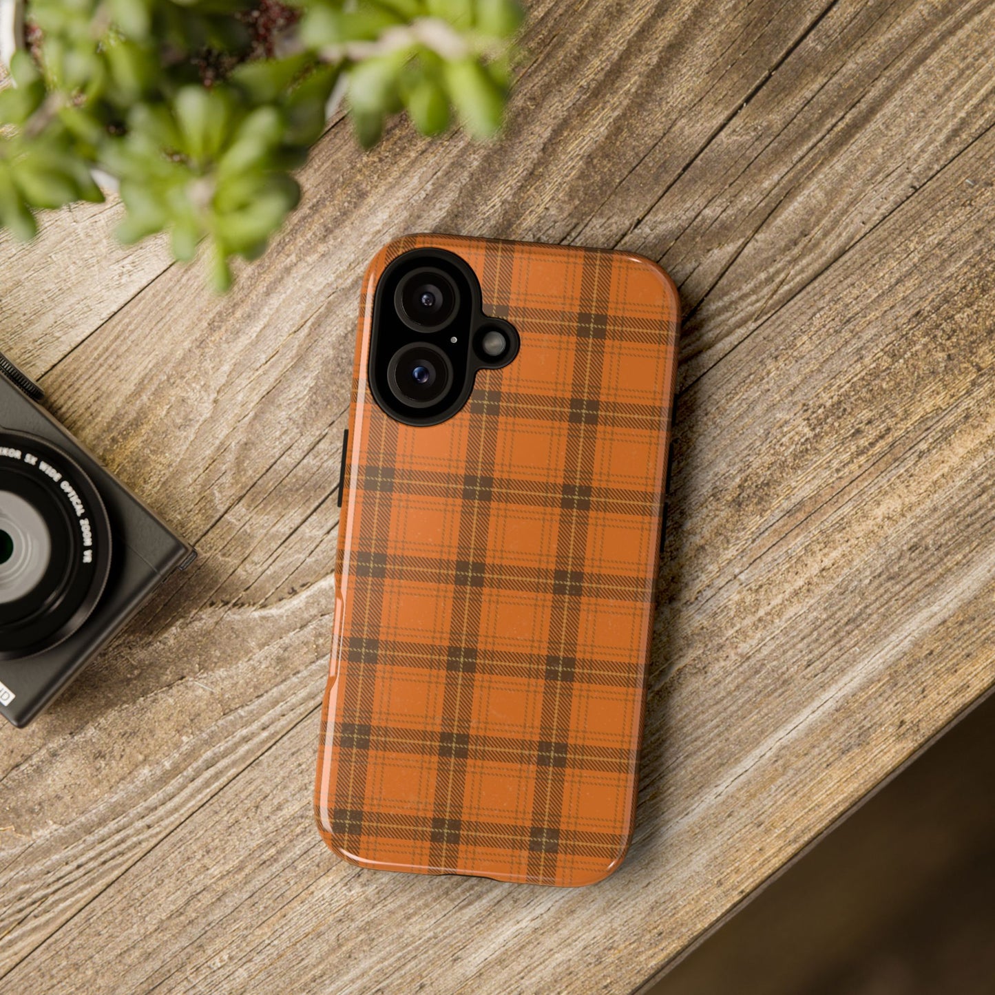 Autumn Orange Plaid - iPhone Case