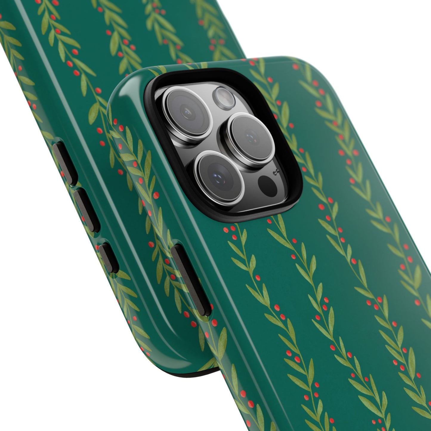 Green Christmas Holly Garland - iPhone Case