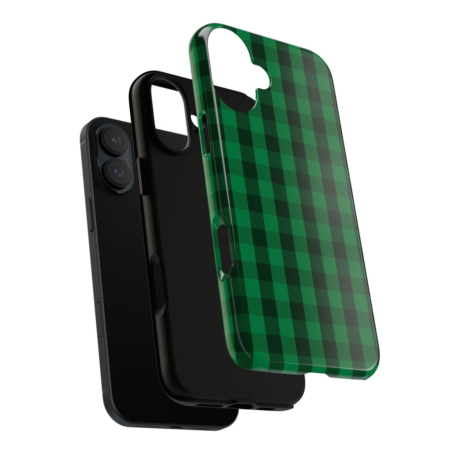 Dark Green Christmas Gingham - iPhone Case
