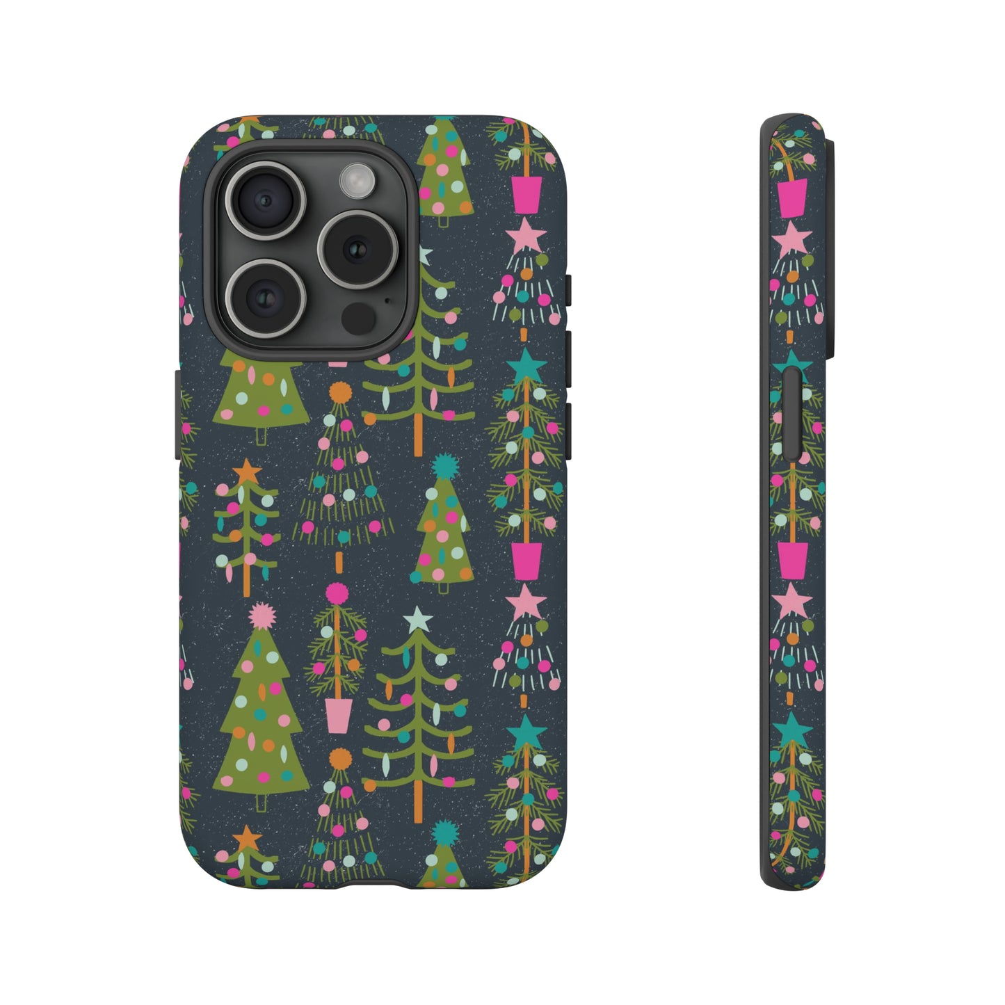 Blue Christmas Tree Pattern - iPhone Case