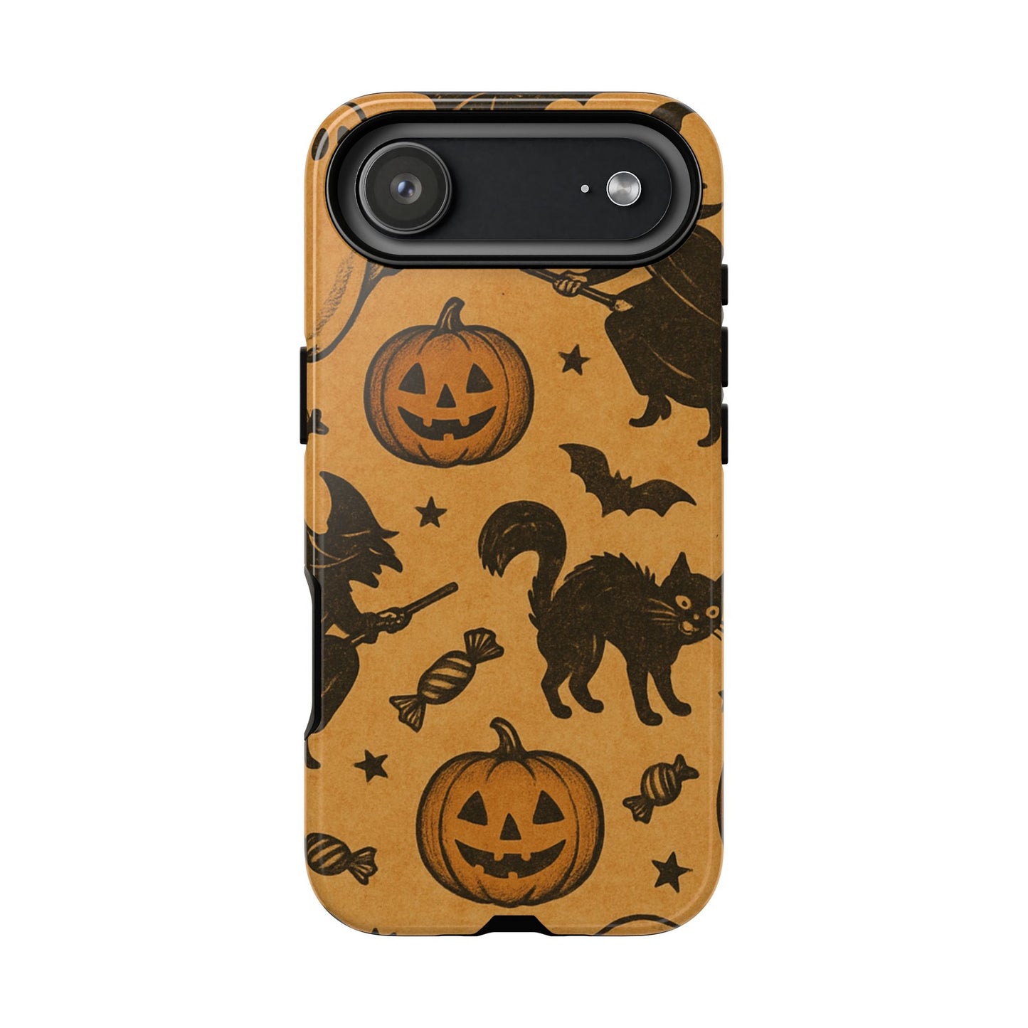Vintage Halloween Doodles - Orange - iPhone Case
