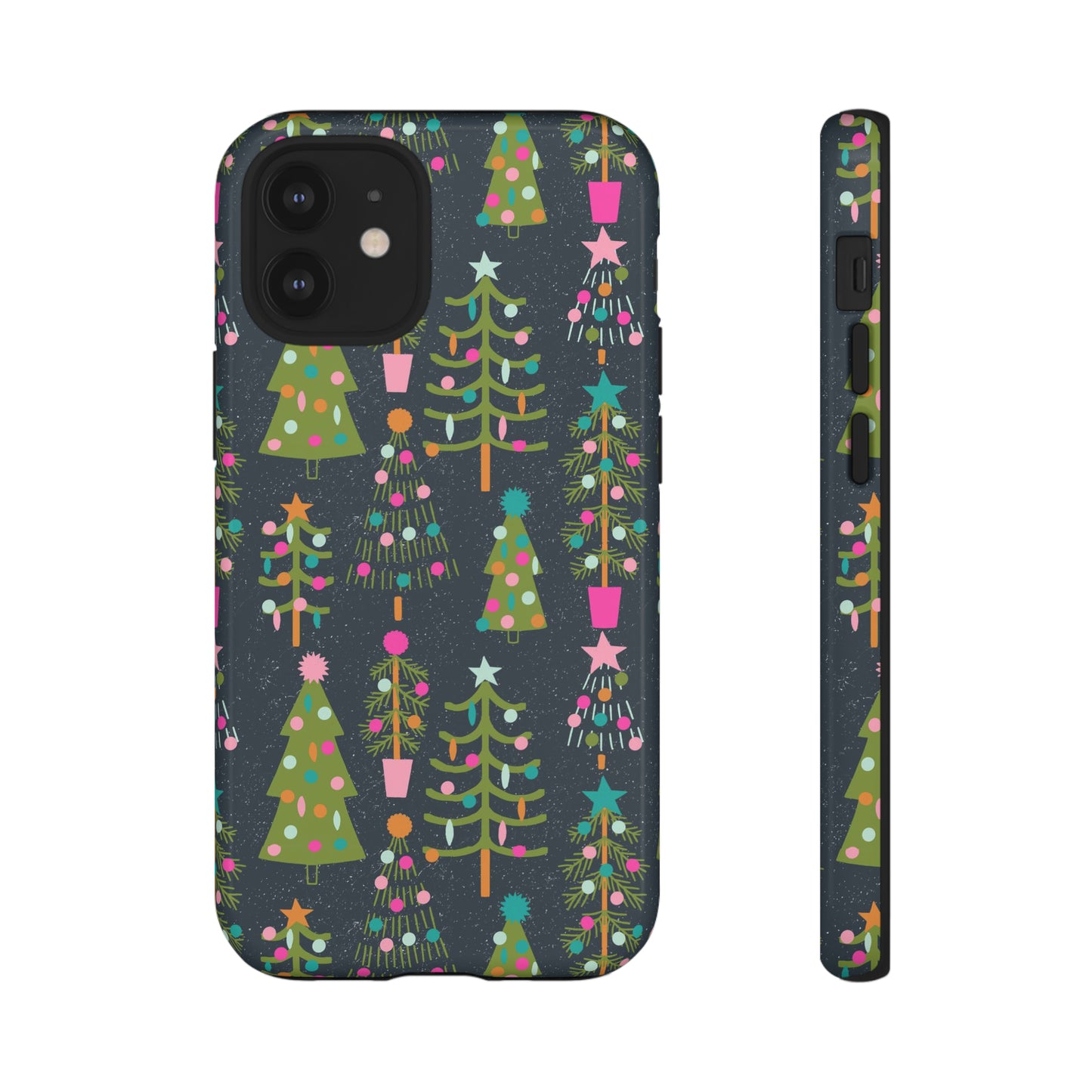 Blue Christmas Tree Pattern - iPhone Case