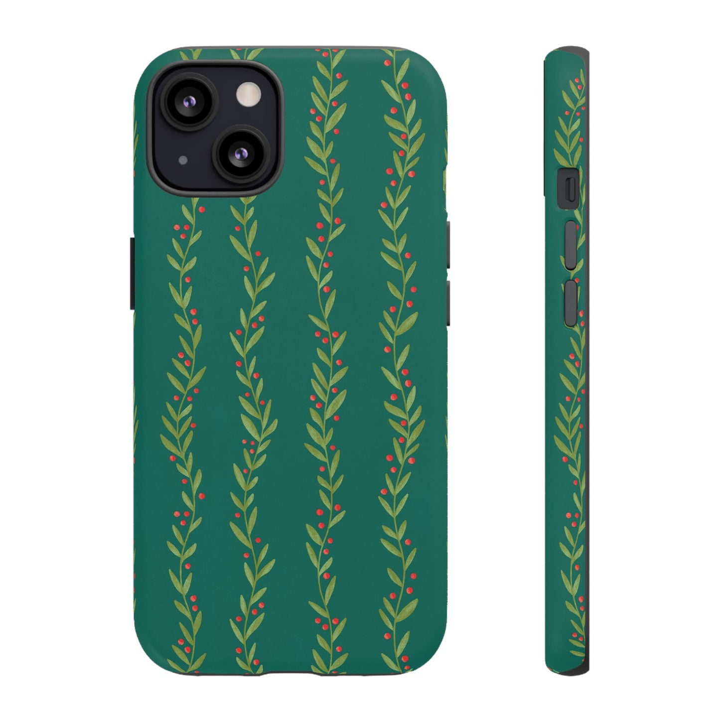 Green Christmas Holly Garland - iPhone Case