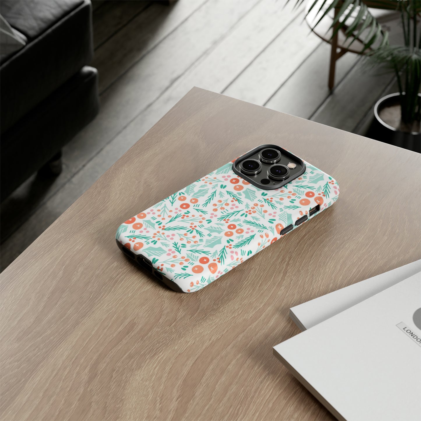 Christmas Boho Holly Pattern - iPhone Case