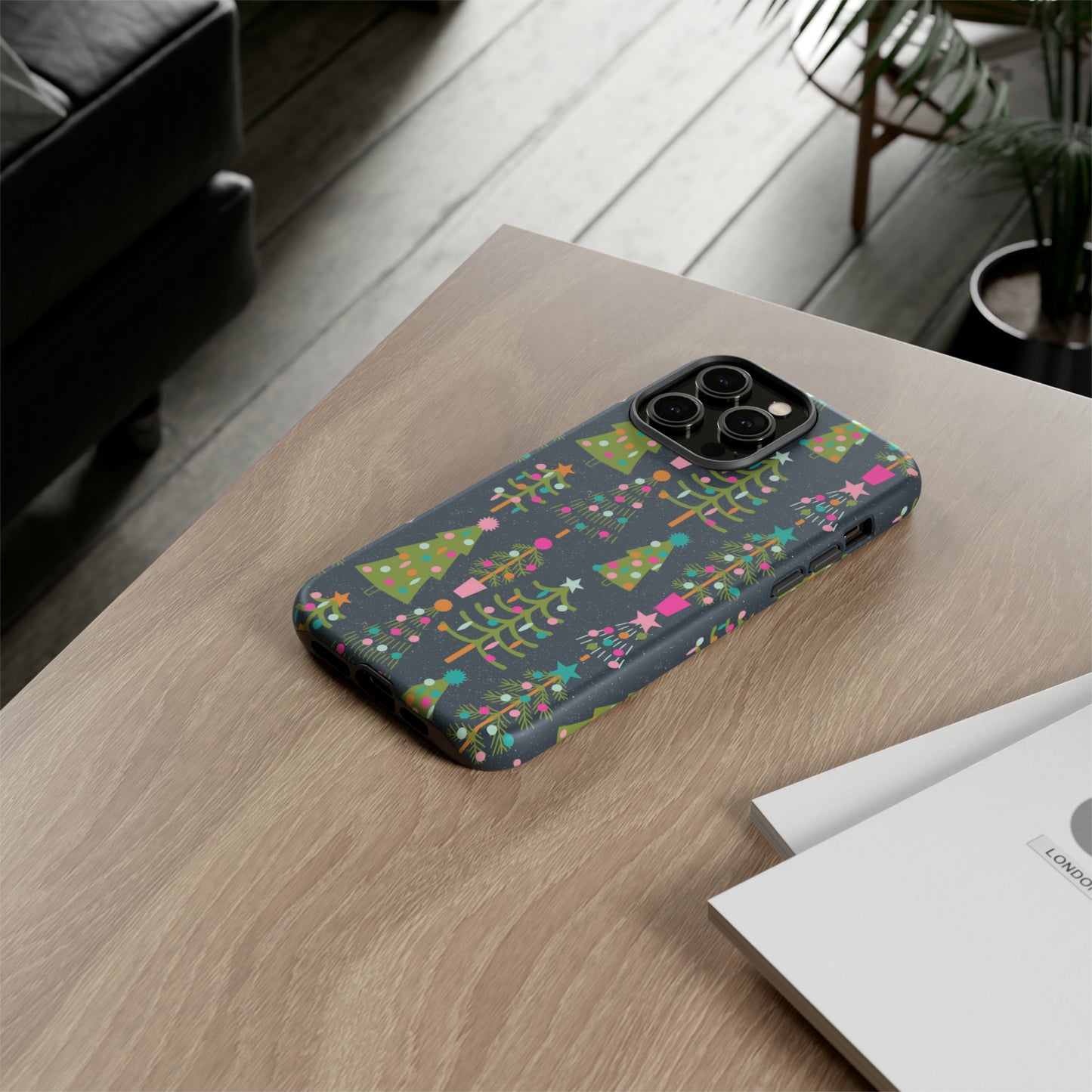 Blue Christmas Tree Pattern - iPhone Case