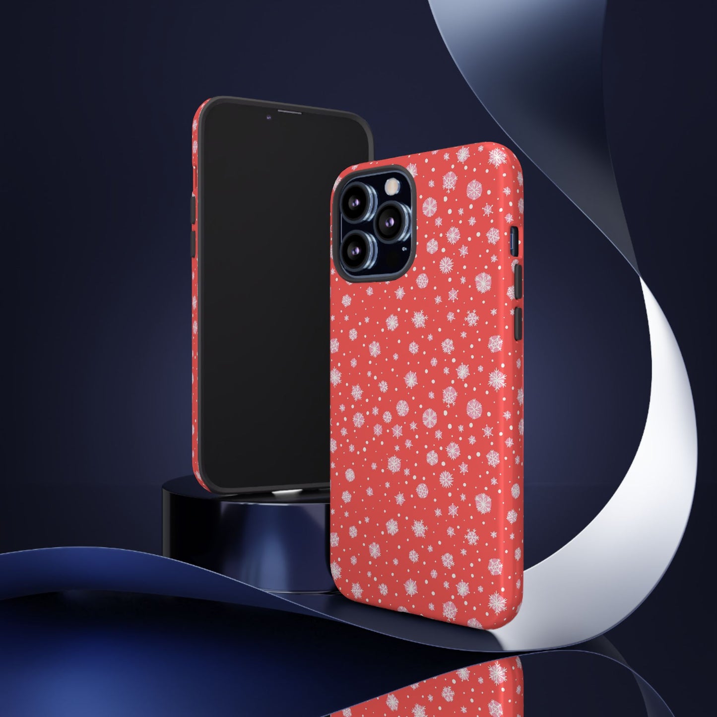 Winter Christmas Snowflakes Red - iPhone Case