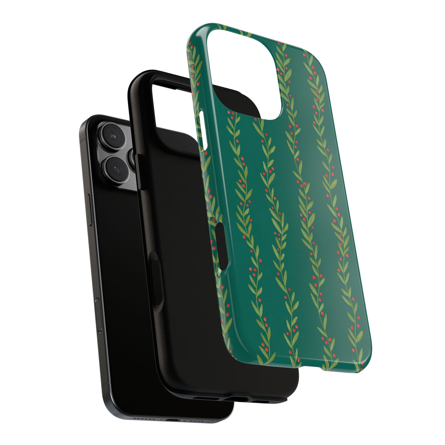 Green Christmas Holly Garland - iPhone Case
