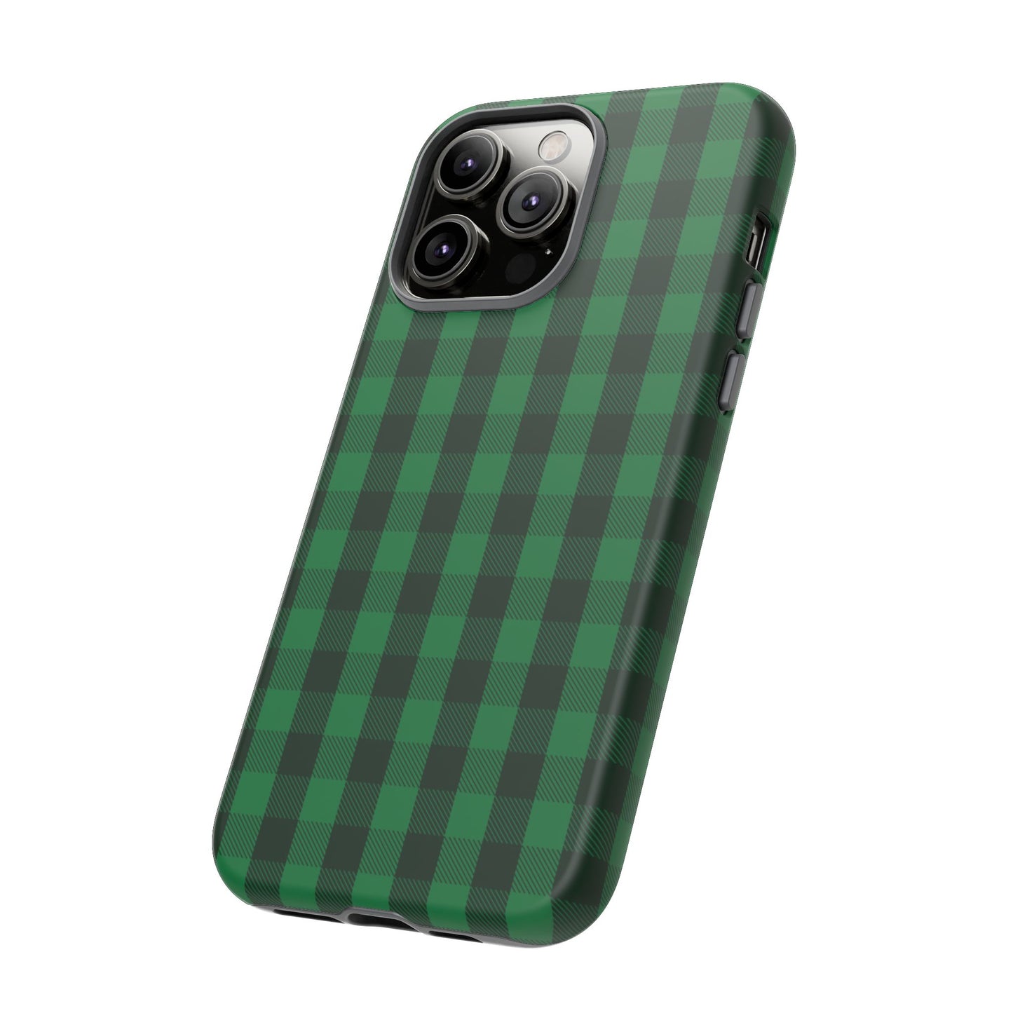 Dark Green Christmas Gingham - iPhone Case