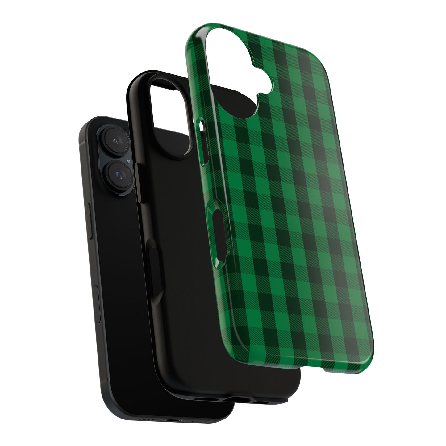Dark Green Christmas Gingham - iPhone Case