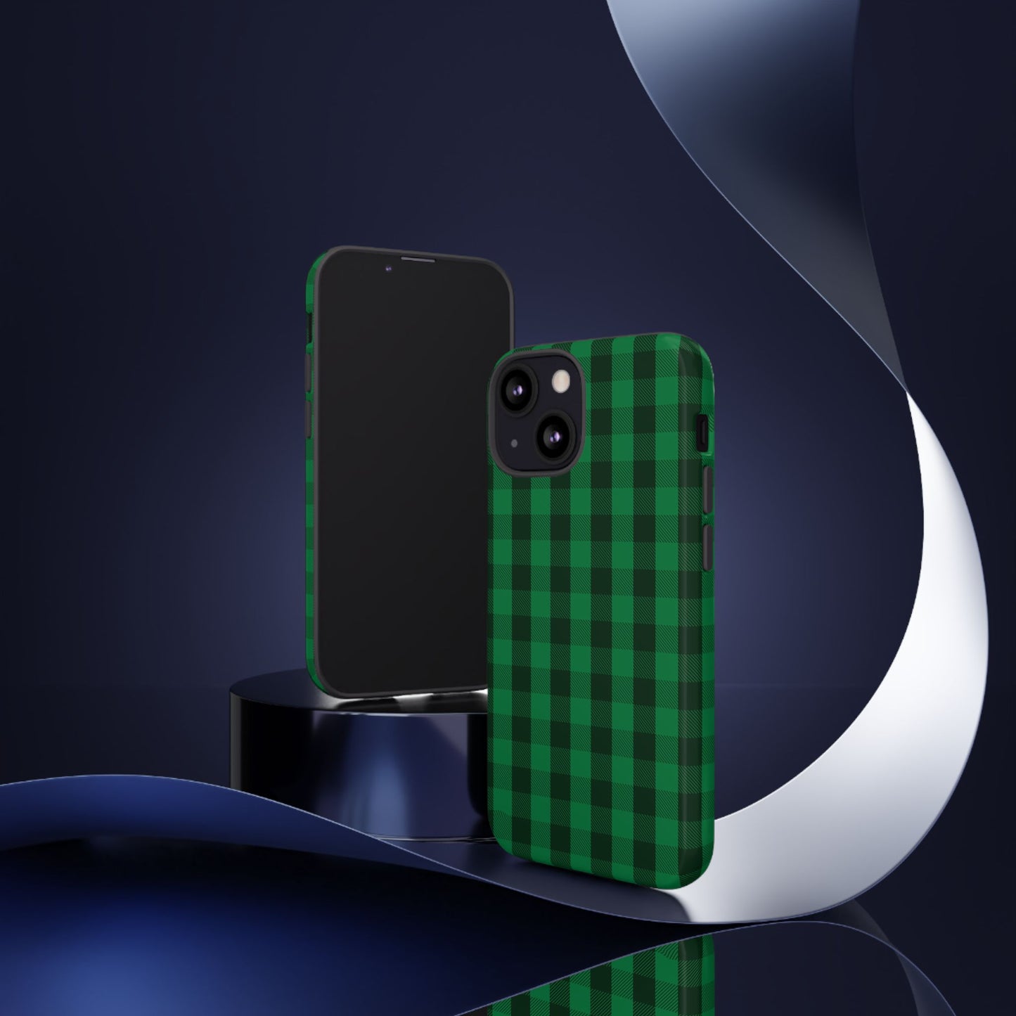 Dark Green Christmas Gingham - iPhone Case
