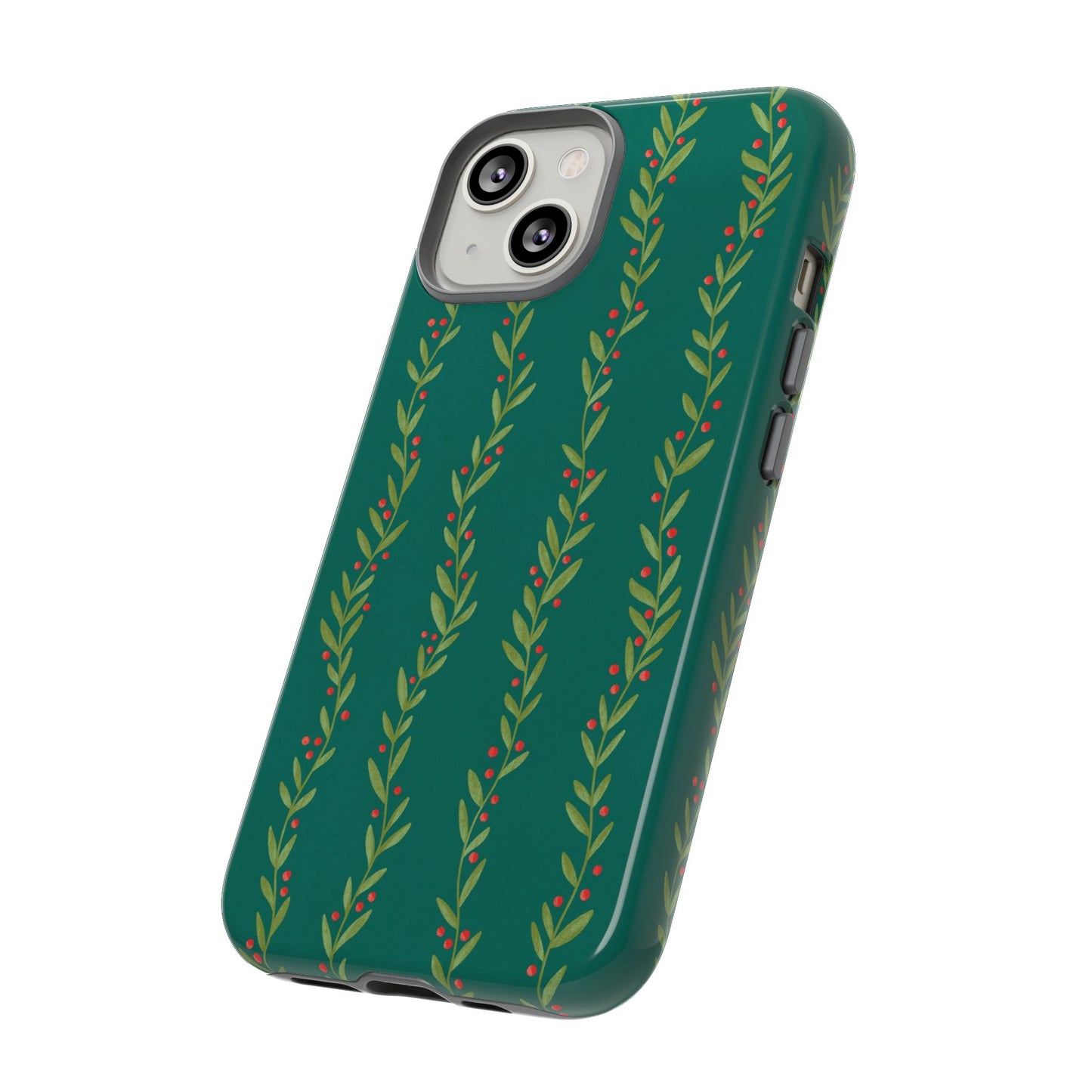 Green Christmas Holly Garland - iPhone Case