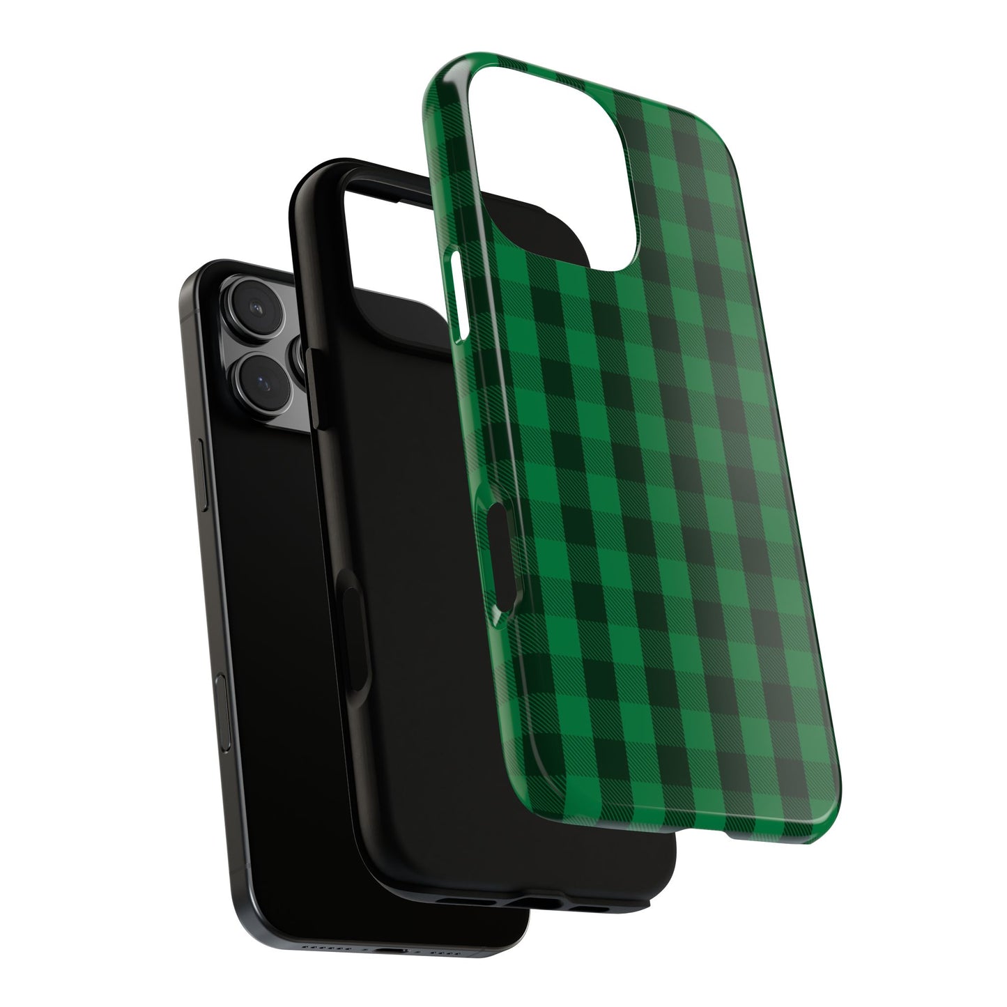 Dark Green Christmas Gingham - iPhone Case