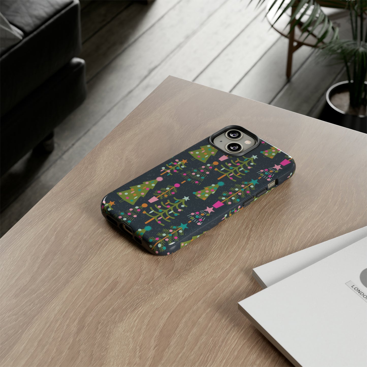 Blue Christmas Tree Pattern - iPhone Case