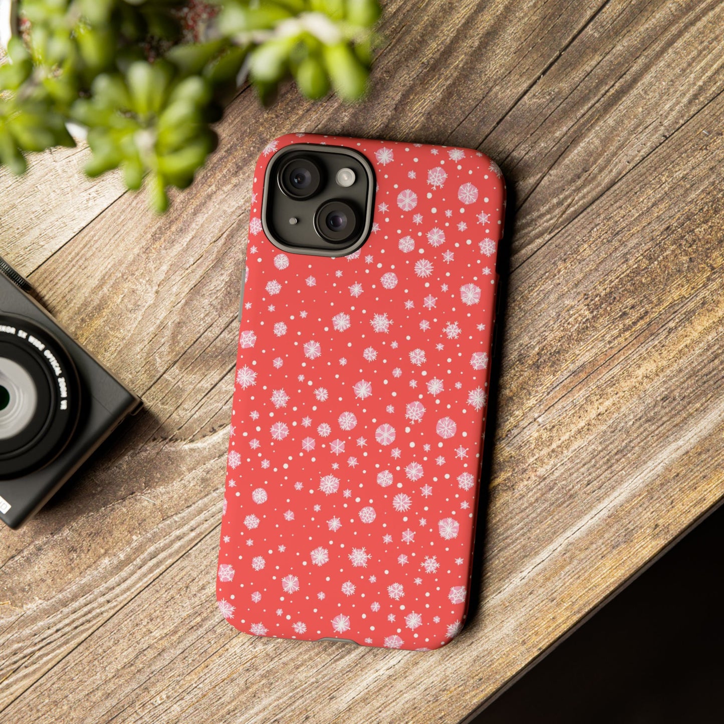 Winter Christmas Snowflakes Red - iPhone Case