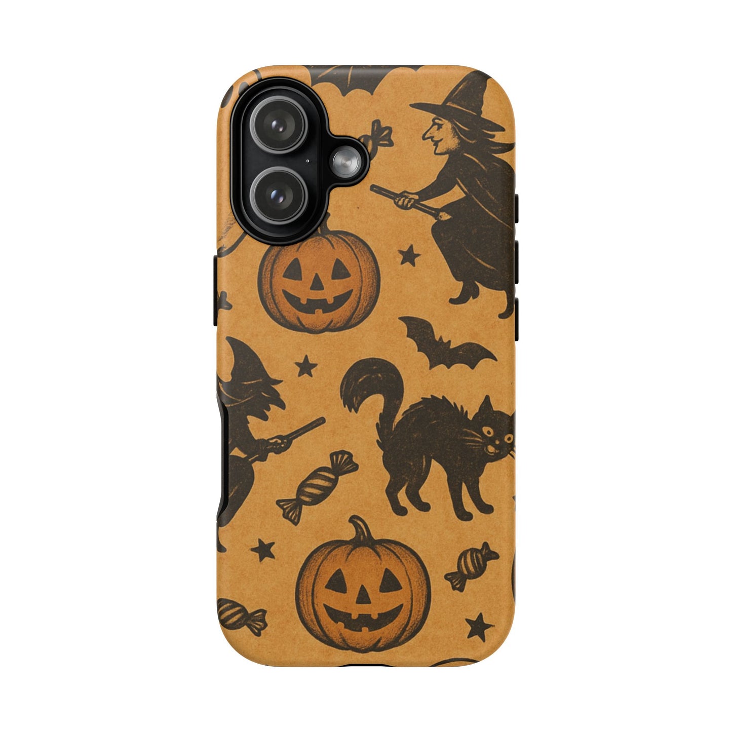 Vintage Halloween Doodles - Orange - iPhone Case