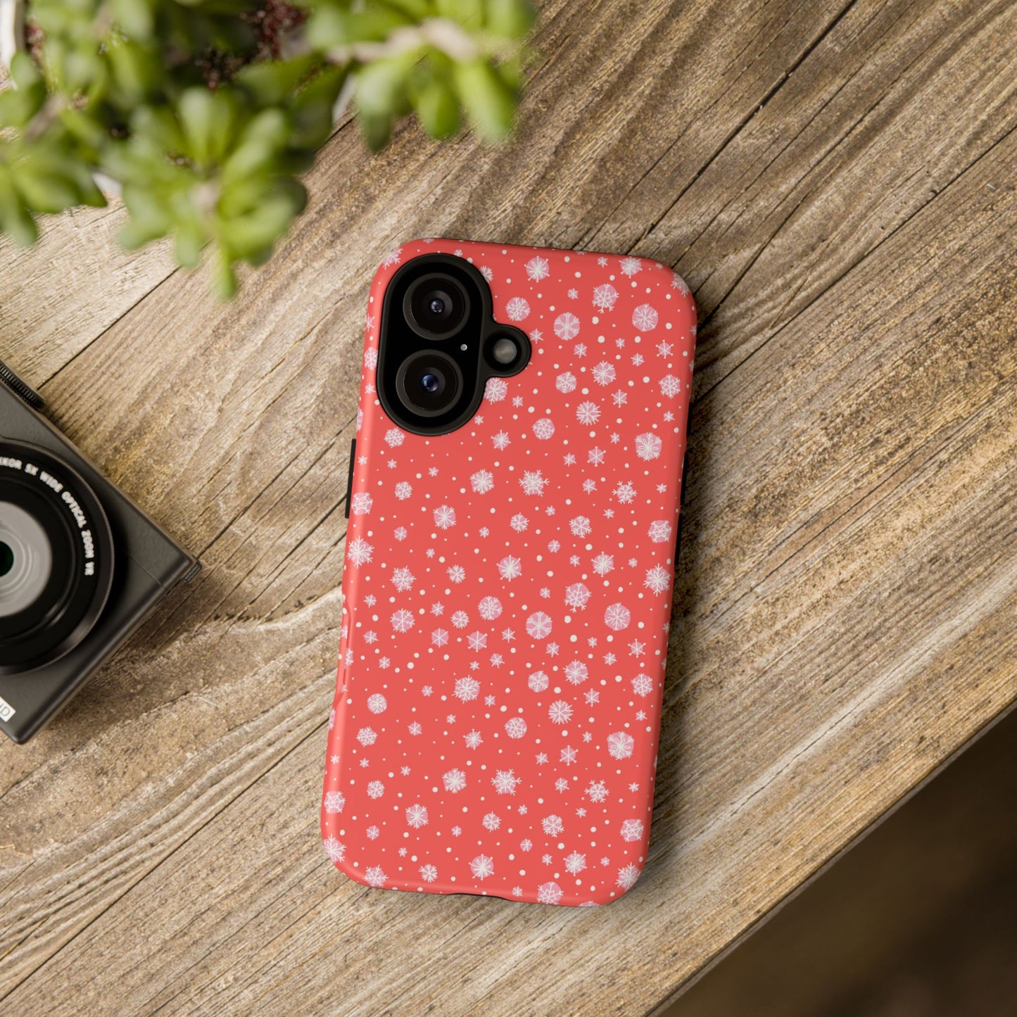 Winter Christmas Snowflakes Red - iPhone Case