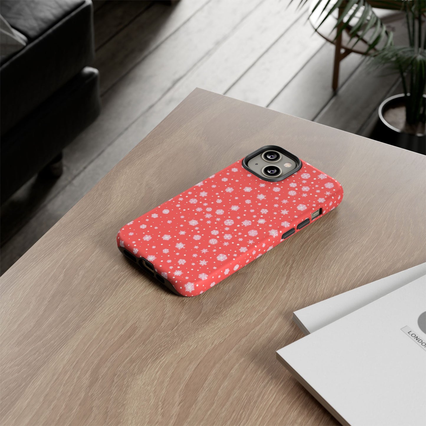 Winter Christmas Snowflakes Red - iPhone Case