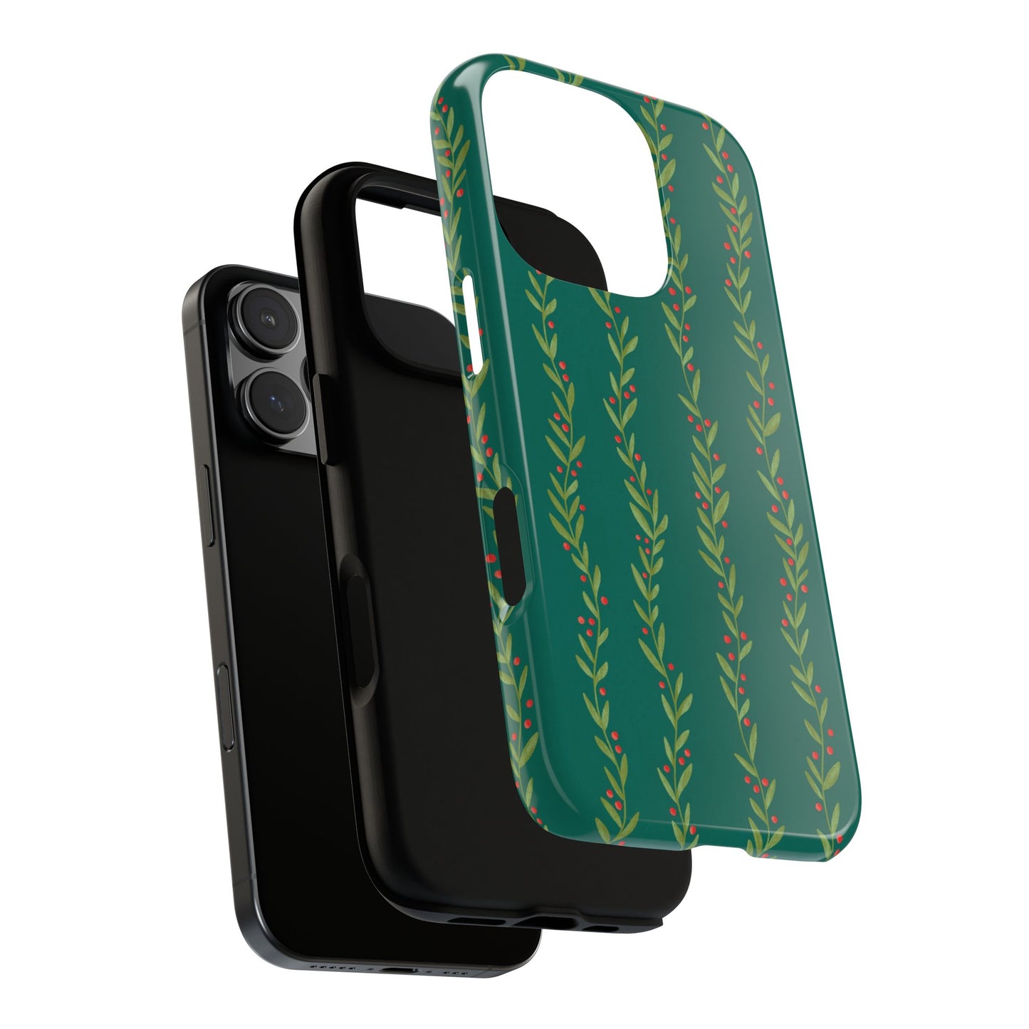 Green Christmas Holly Garland - iPhone Case