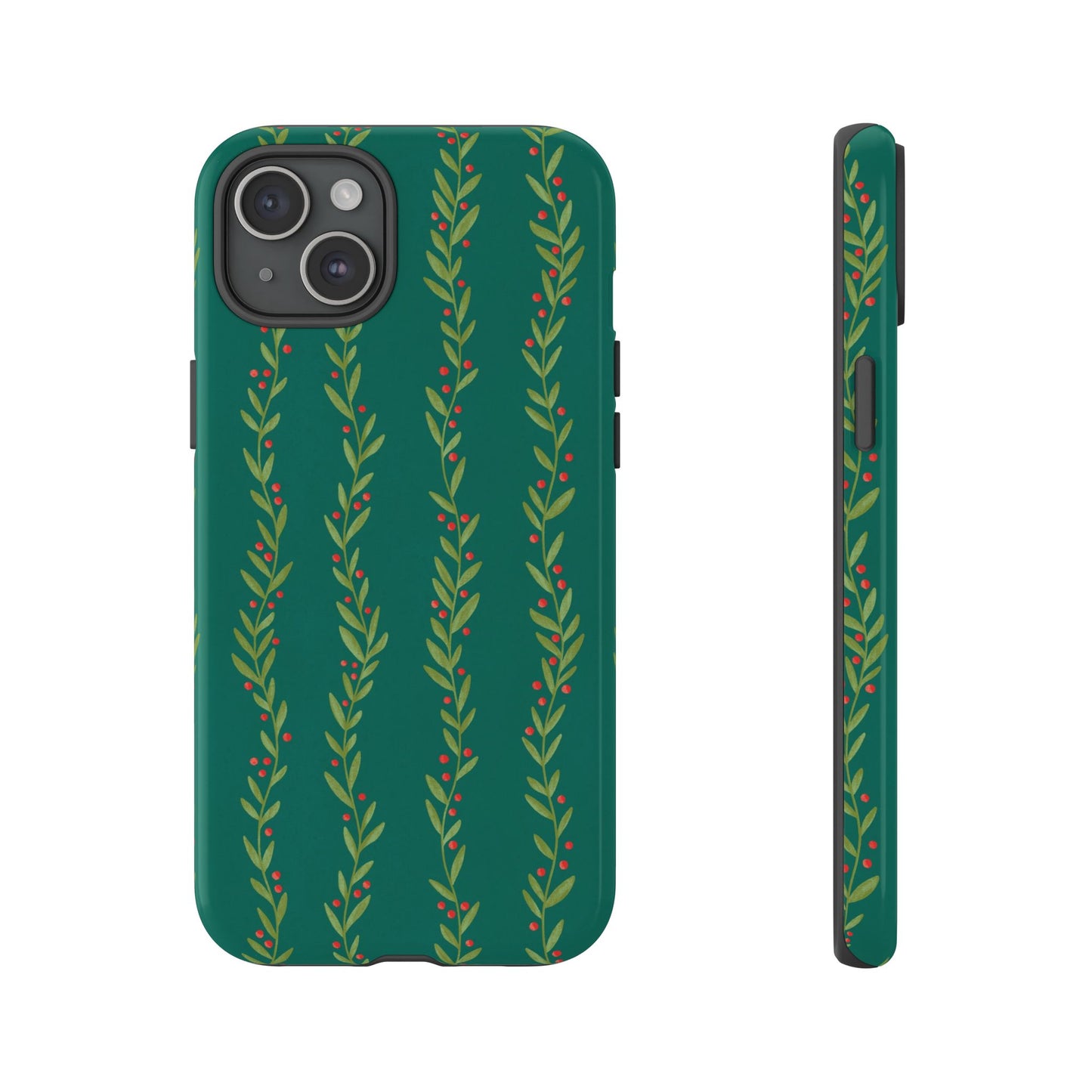 Green Christmas Holly Garland - iPhone Case
