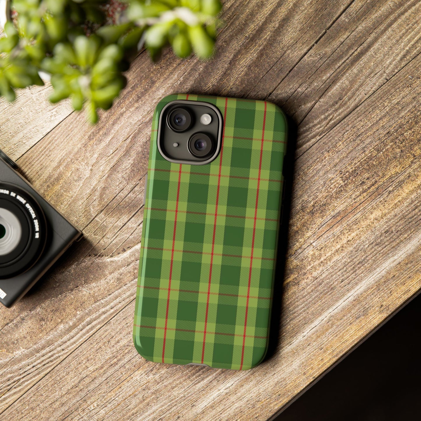 Green and Red Christmas Plaid Pattern - iPhone Case