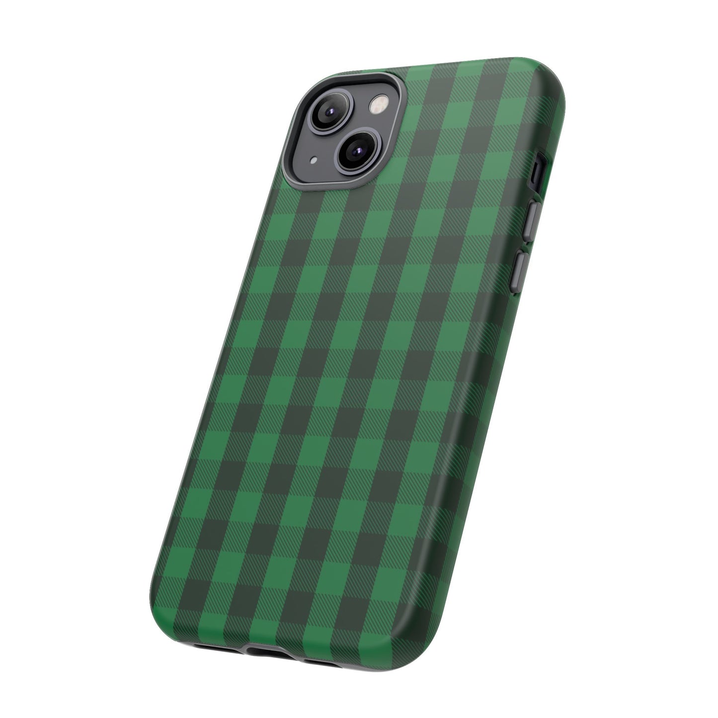Dark Green Christmas Gingham - iPhone Case