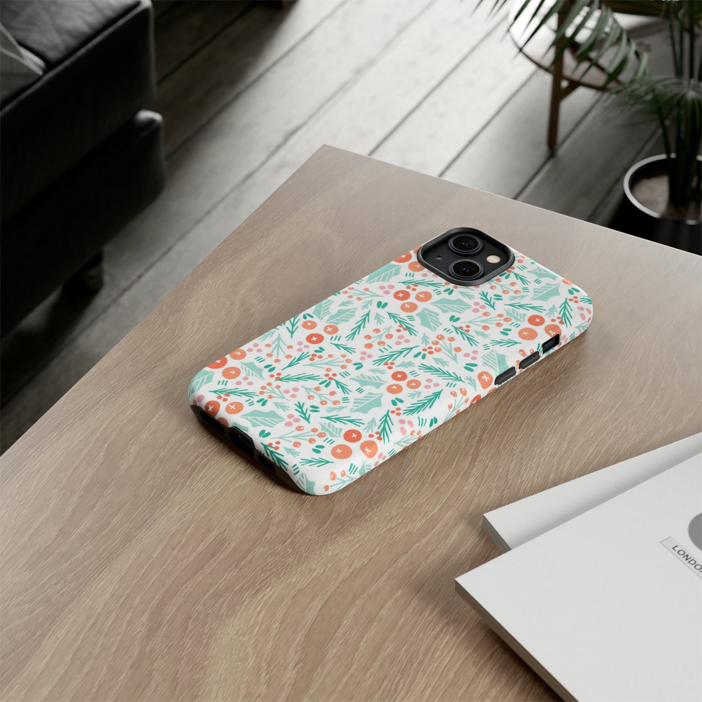 Christmas Boho Holly Pattern - iPhone Case