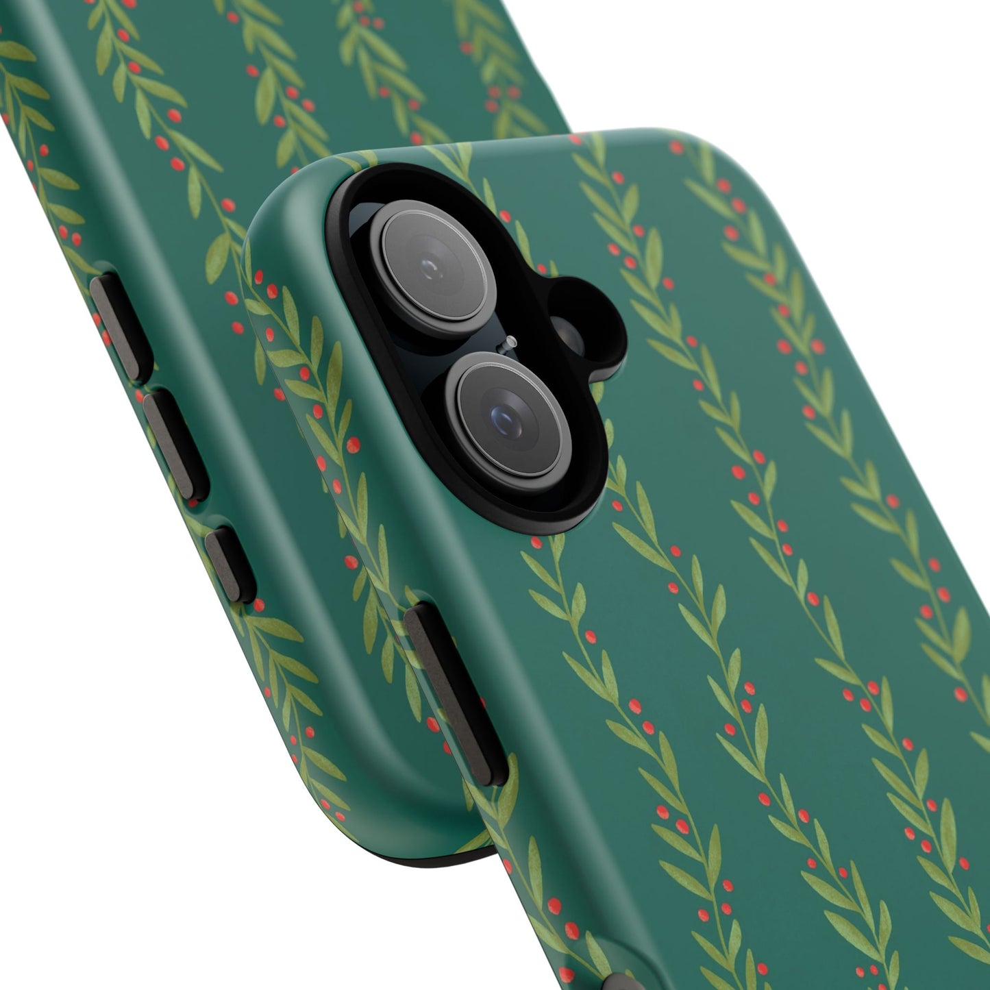Green Christmas Holly Garland - iPhone Case