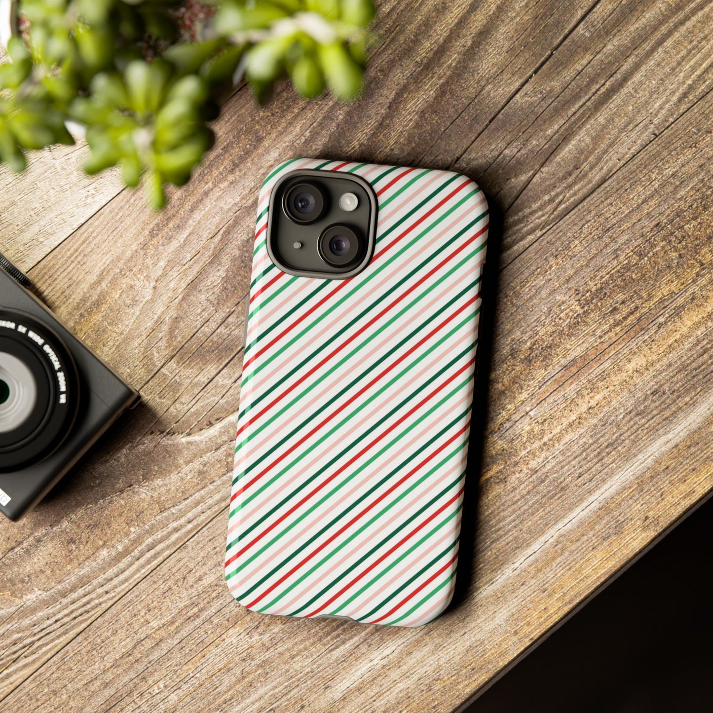 Christmas Diagonal Stripes - iPhone Case