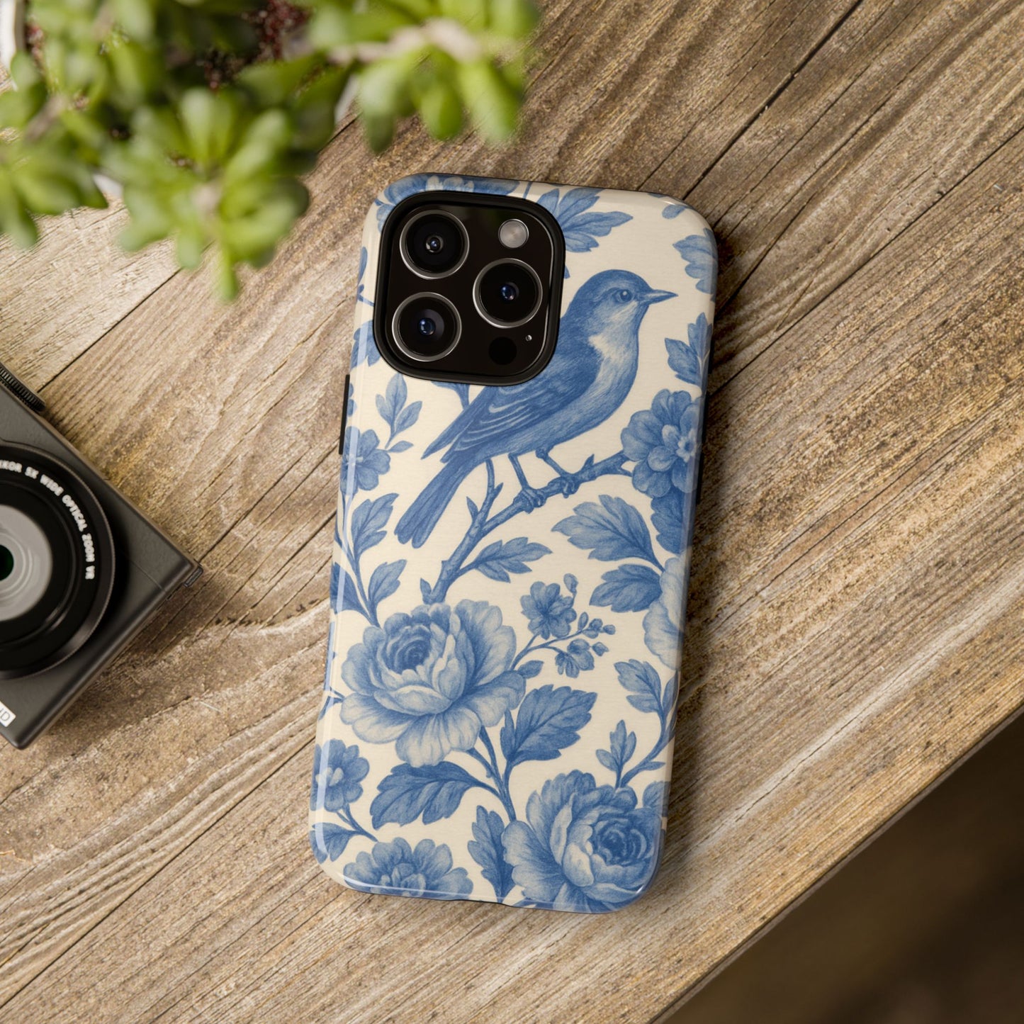 Blue Bird Vintage Florals - iPhone Case