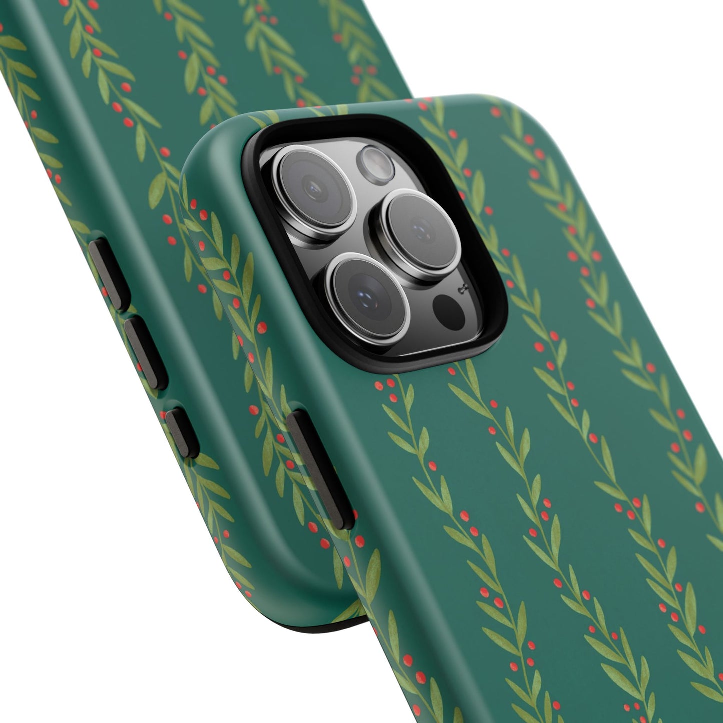 Green Christmas Holly Garland - iPhone Case