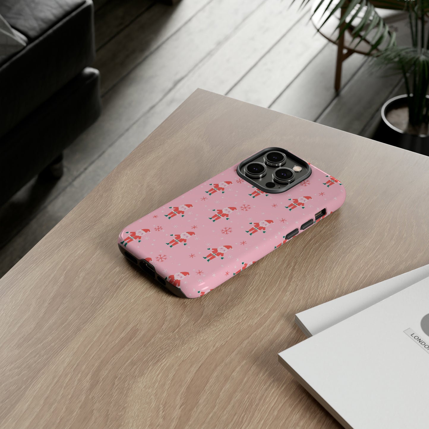 Pink Santa Pattern - iPhone Case
