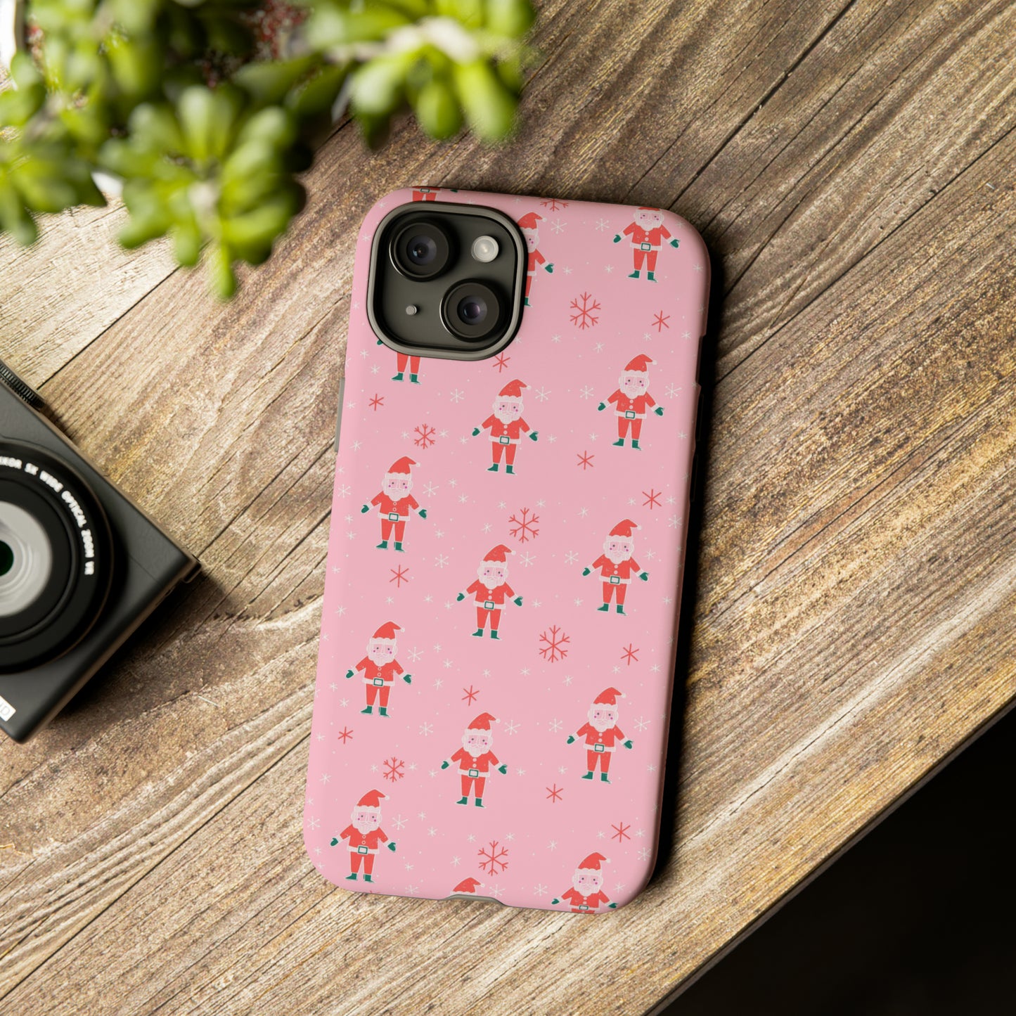 Pink Santa Pattern - iPhone Case