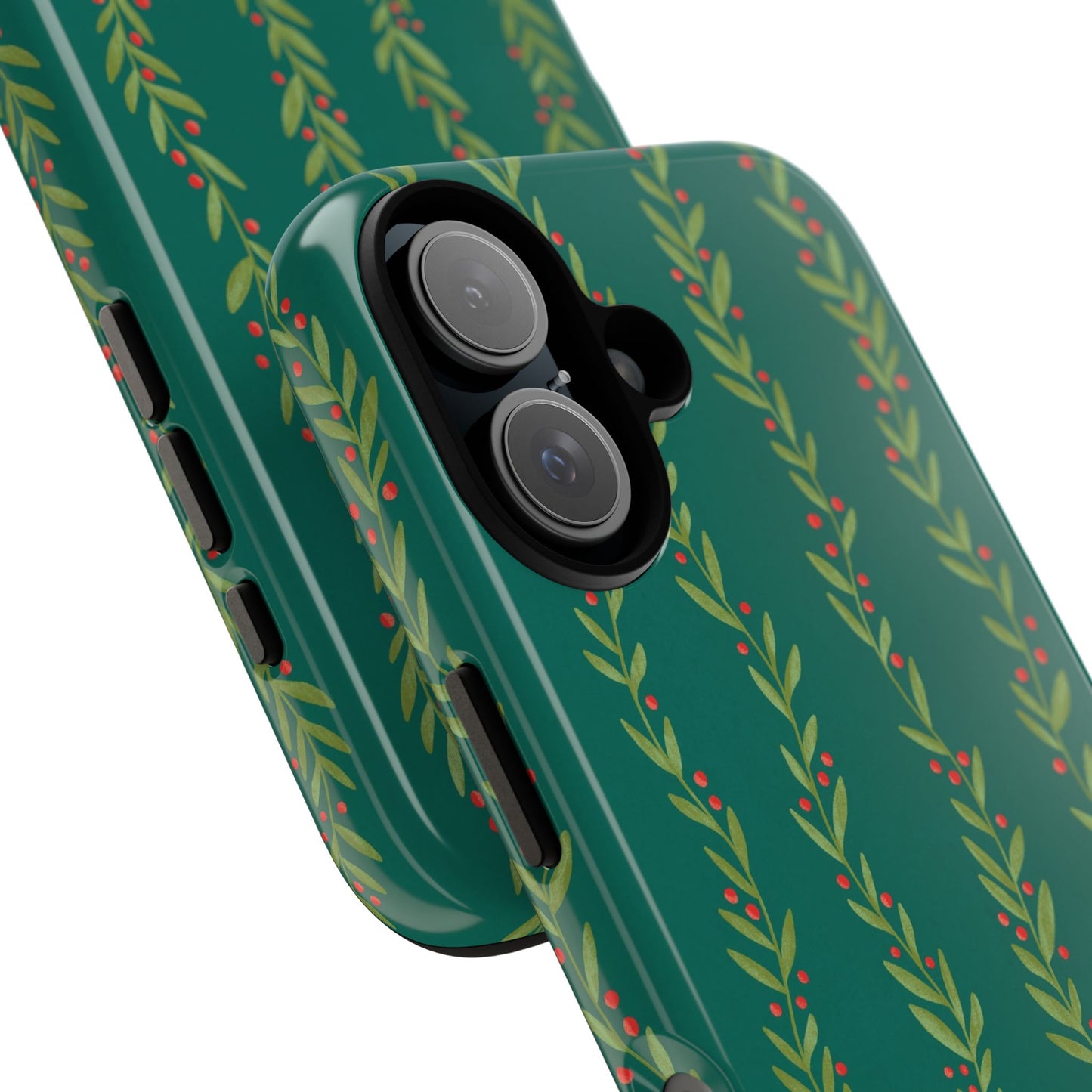 Green Christmas Holly Garland - iPhone Case