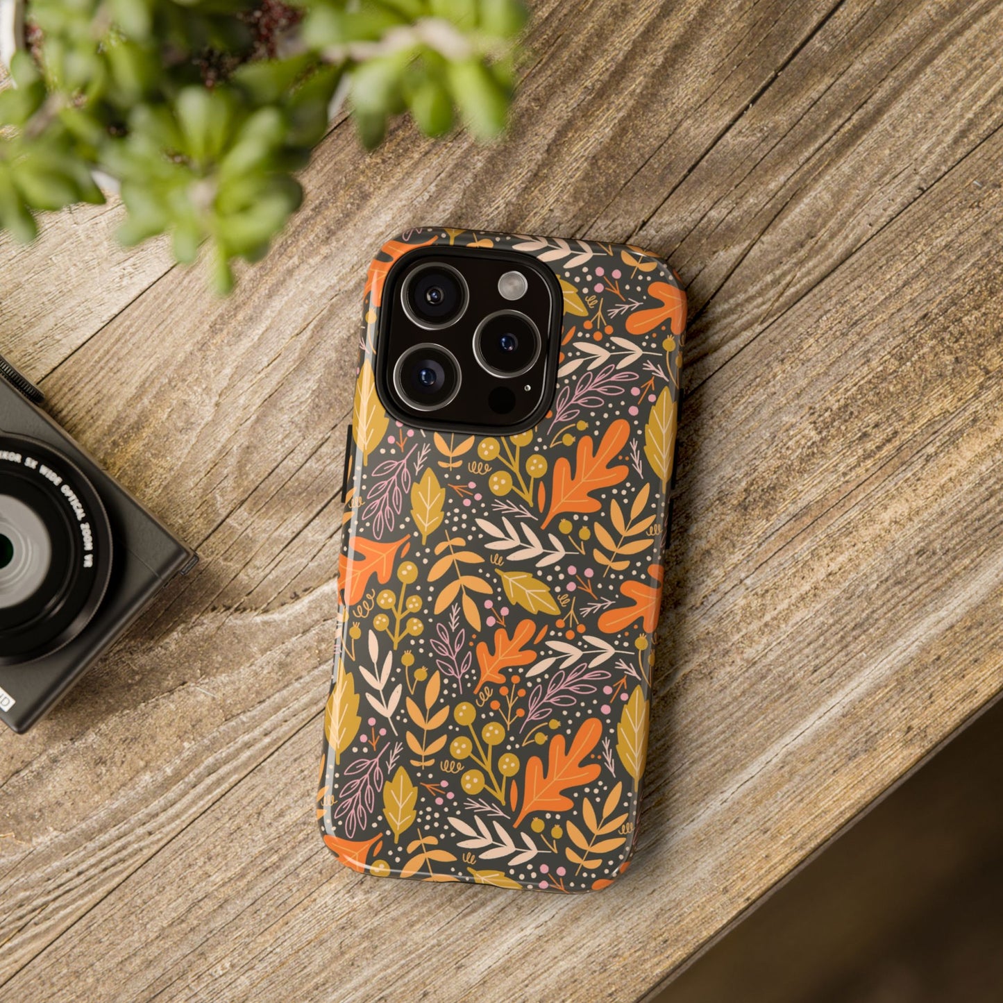 Dark Fall Foliage Leaves - iPhone Case