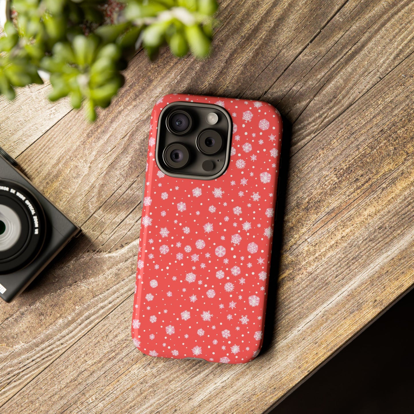 Winter Christmas Snowflakes Red - iPhone Case