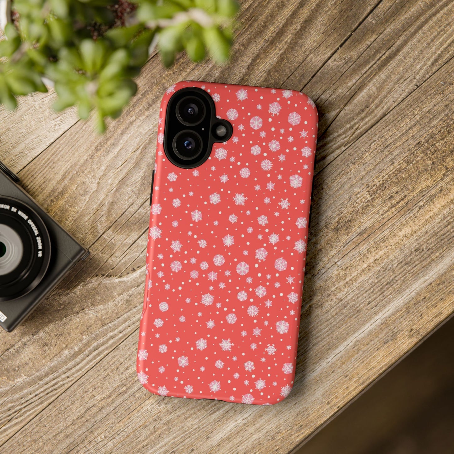 Winter Christmas Snowflakes Red - iPhone Case