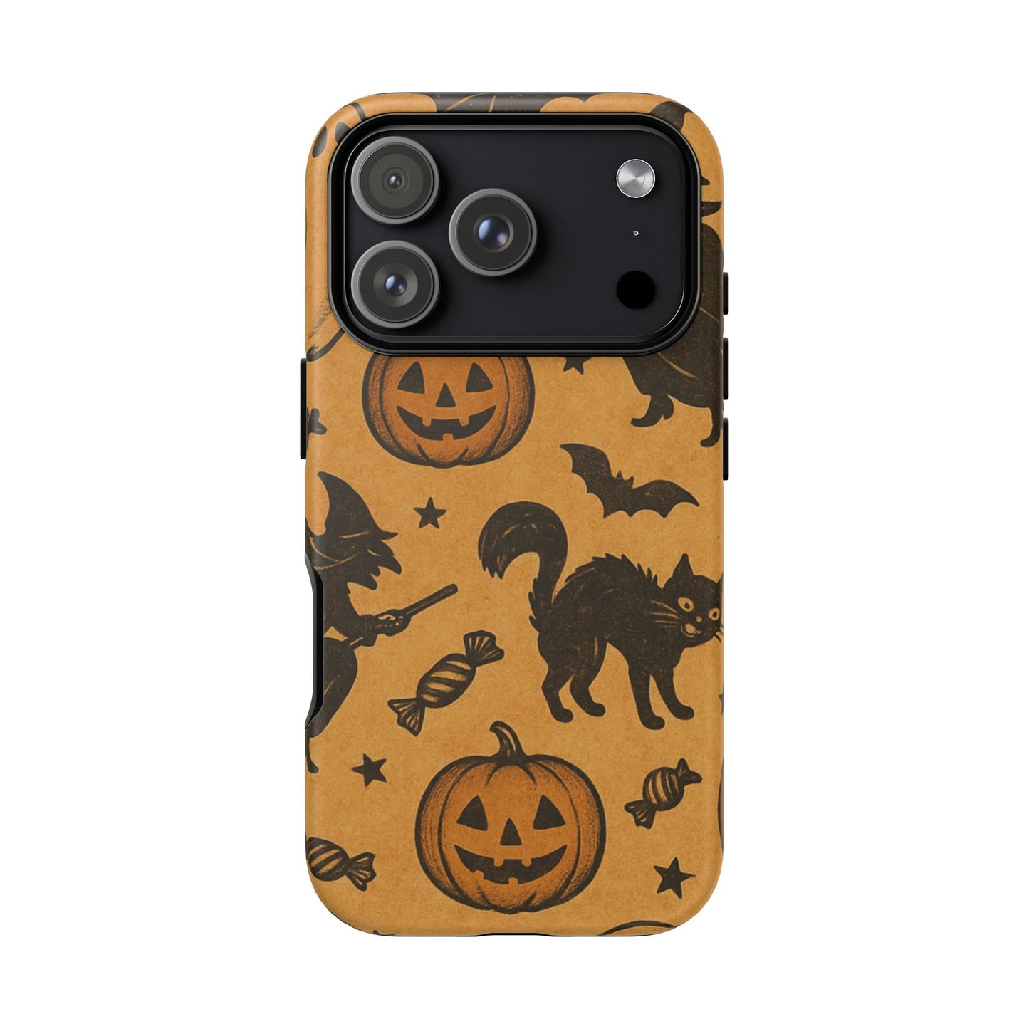Vintage Halloween Doodles - Orange - iPhone Case