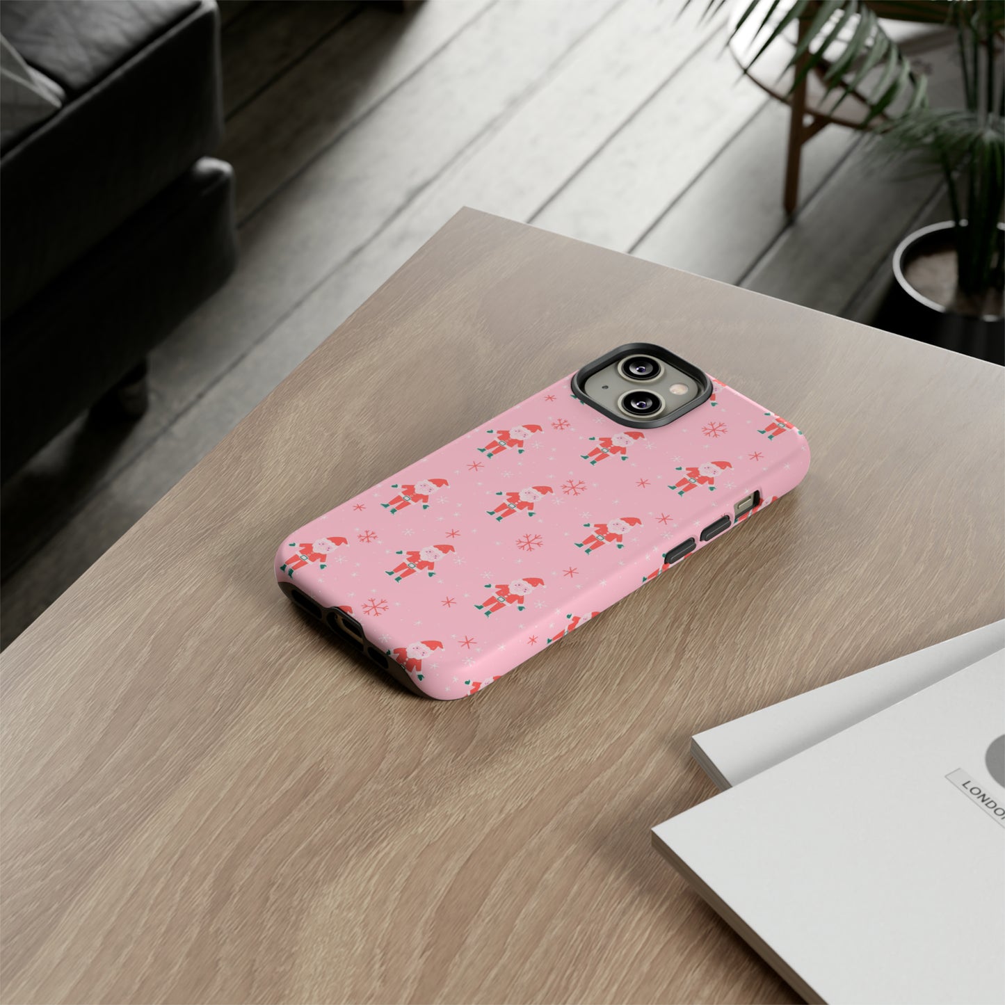 Pink Santa Pattern - iPhone Case