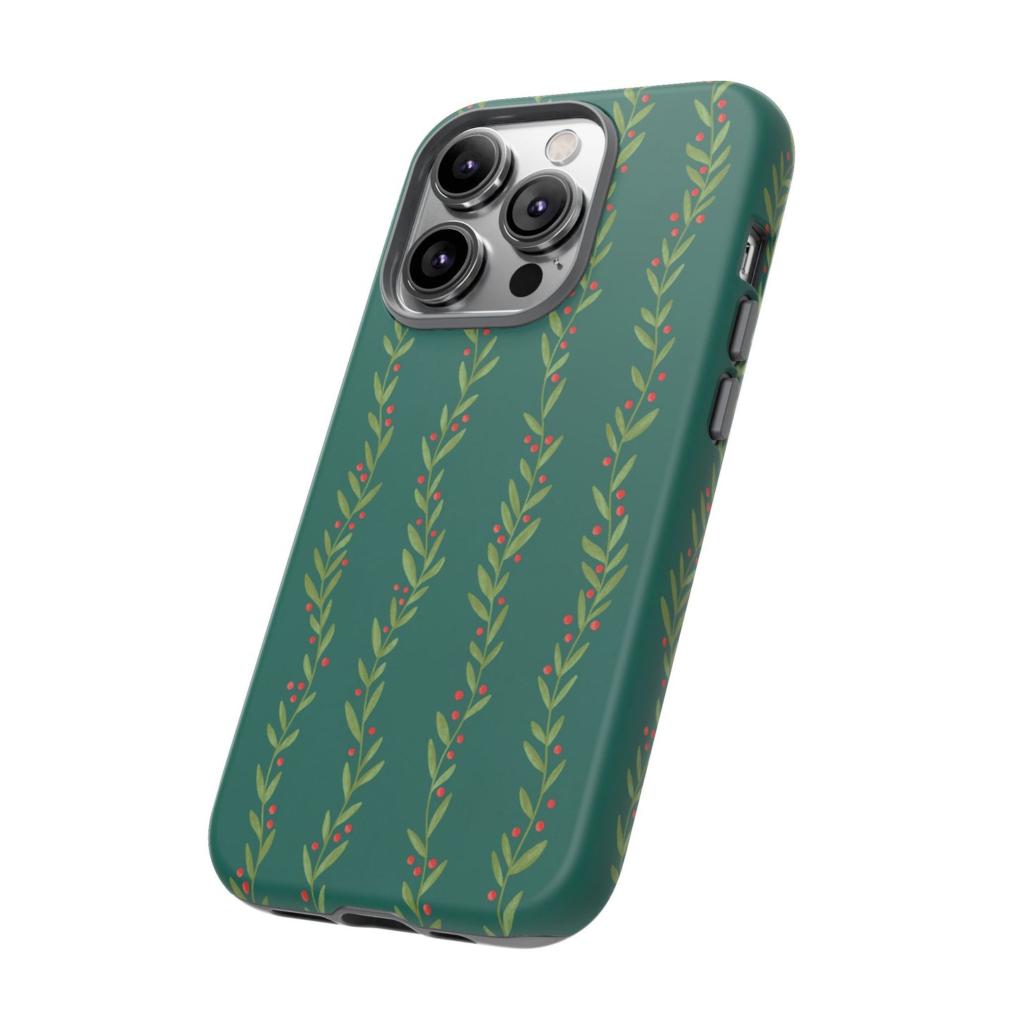 Green Christmas Holly Garland - iPhone Case