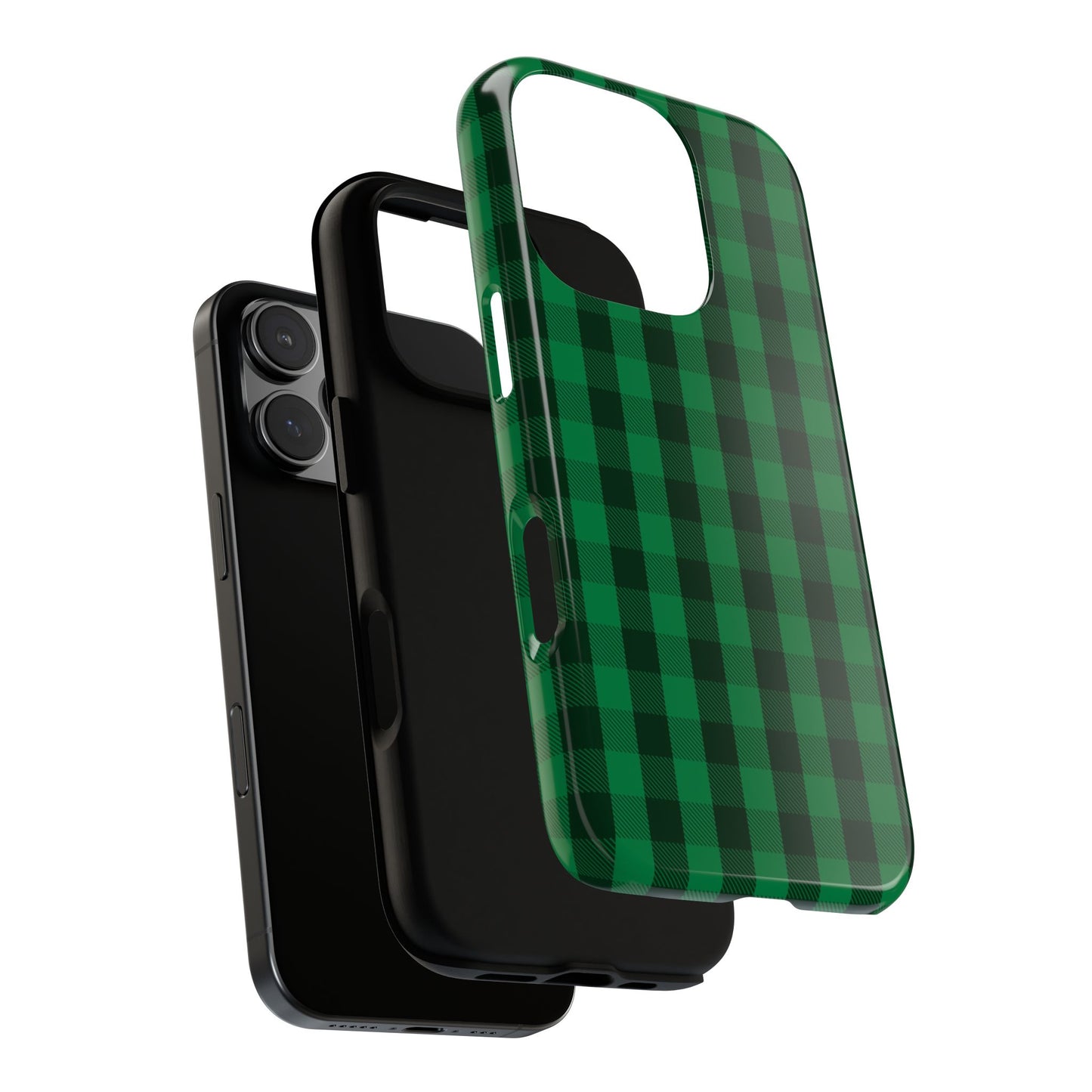 Dark Green Christmas Gingham - iPhone Case